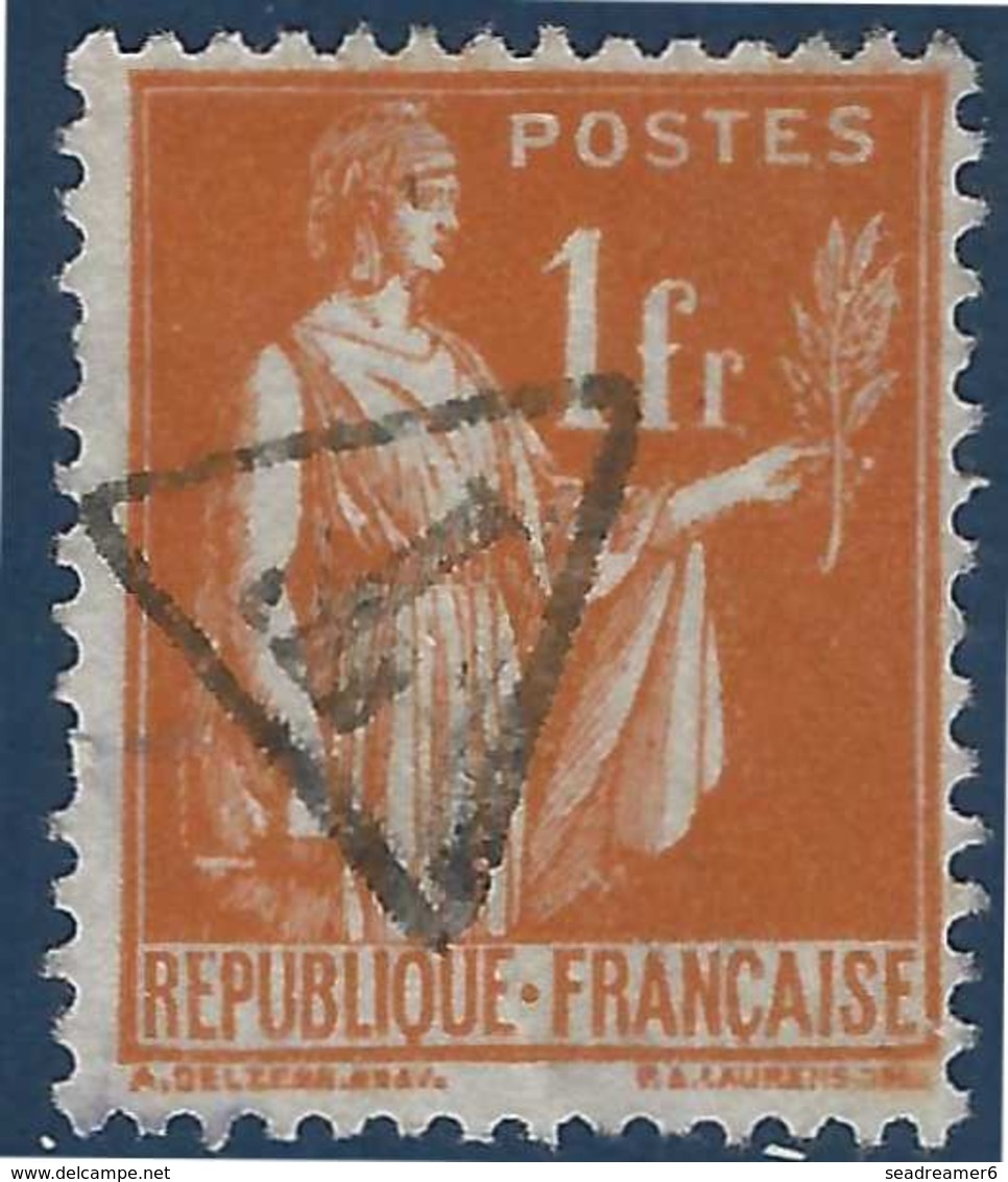 France Paix N°286 1 F Orange Oblitéré Du Cachet à Main De Facteur T Triangle Taxe - 1932-39 Peace