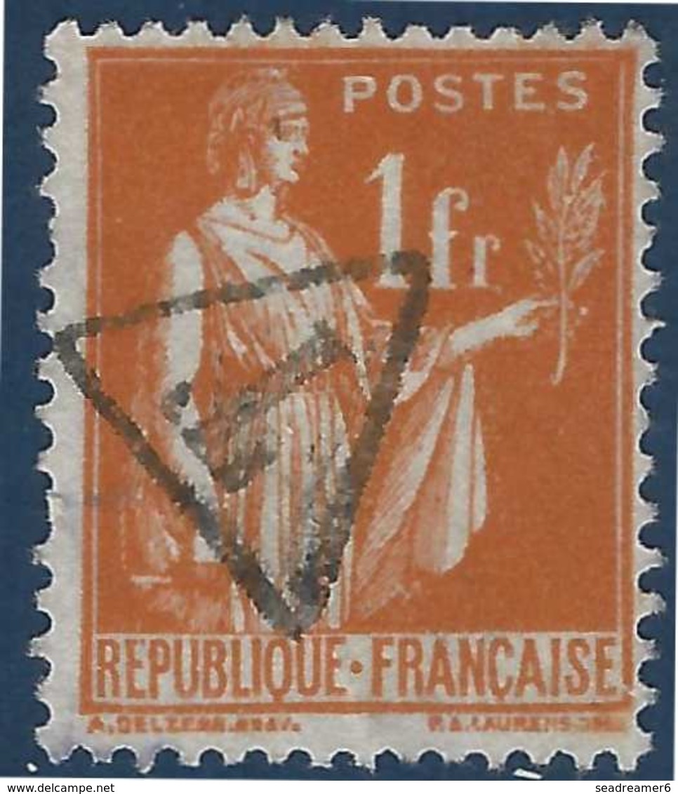 France Paix N°286 1 F Orange Oblitéré Du Cachet à Main De Facteur T Triangle Taxe - 1932-39 Paz