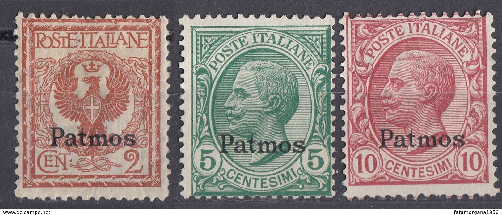ITALIA - PATMOS - 1912 - Lotto Di 3 Valori Nuovi MH: Unificato 1/3. - Egée (Patmo)