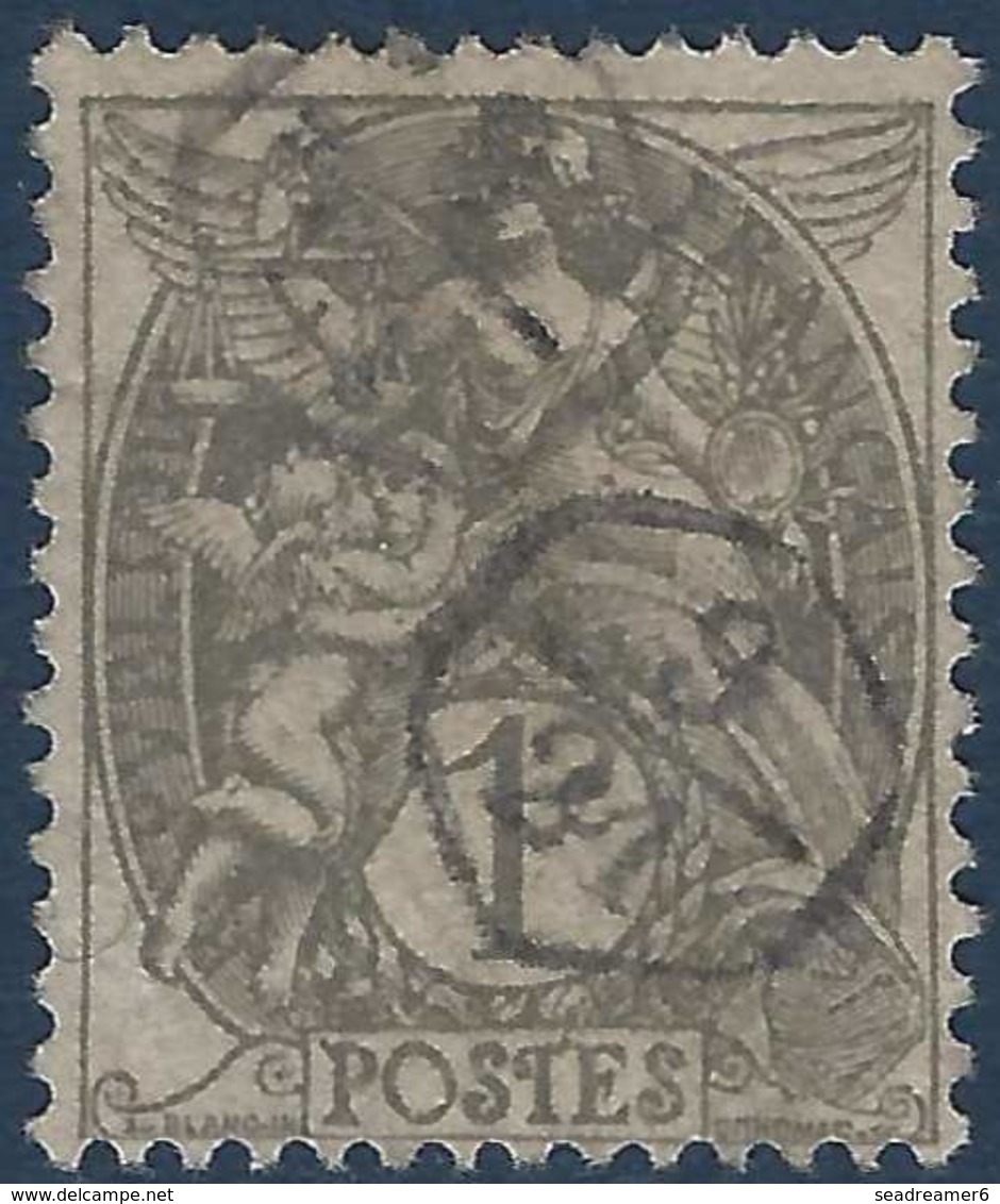 France Blanc N°107 1c Gris Oblitéré D'un Cachet De Facteur 9/21 Rond  RR - 1900-29 Blanc