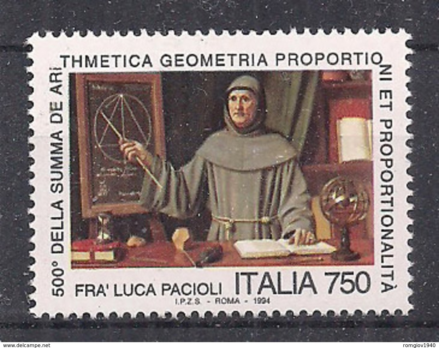 ITALIA 1994  LUCA PACIOLI SASS. 2099 MNH XF - 1991-00: Nieuw/plakker