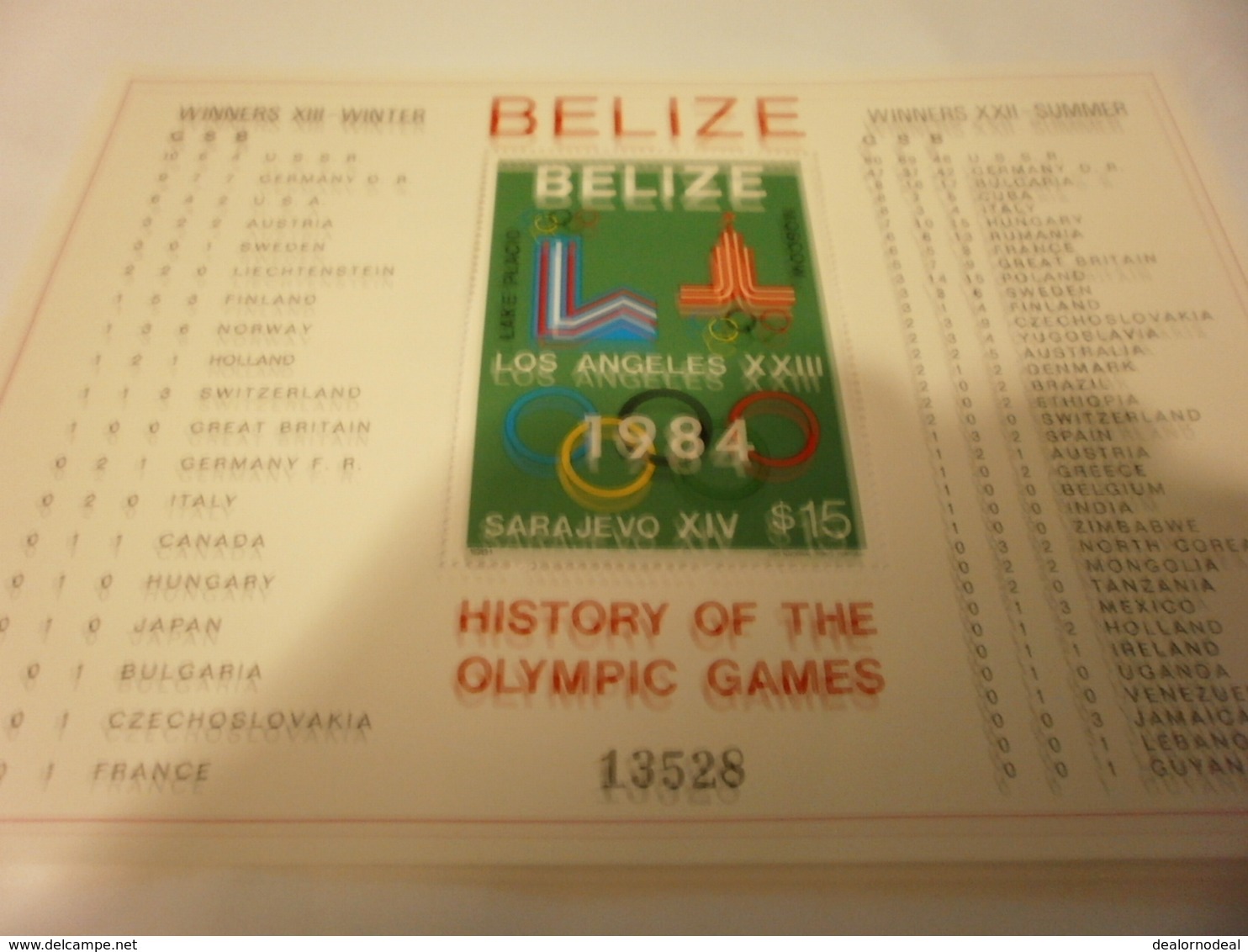 Miniature Sheet 1984 History Of Olympics - Belize (1973-...)