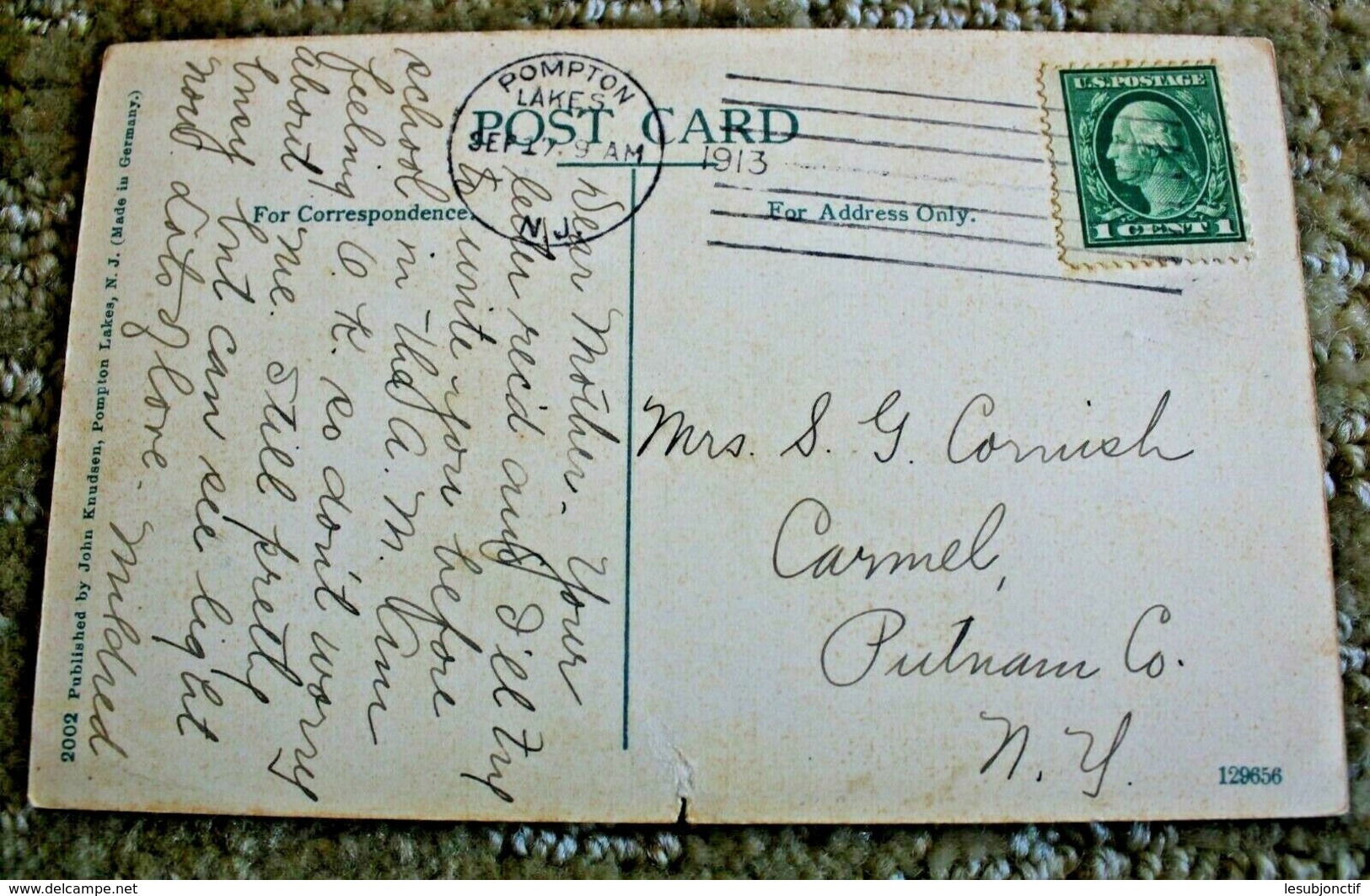 Hamburg Turnpike Pompton Lakes NJ Divided Back Postcard Posted 1913 - Other & Unclassified