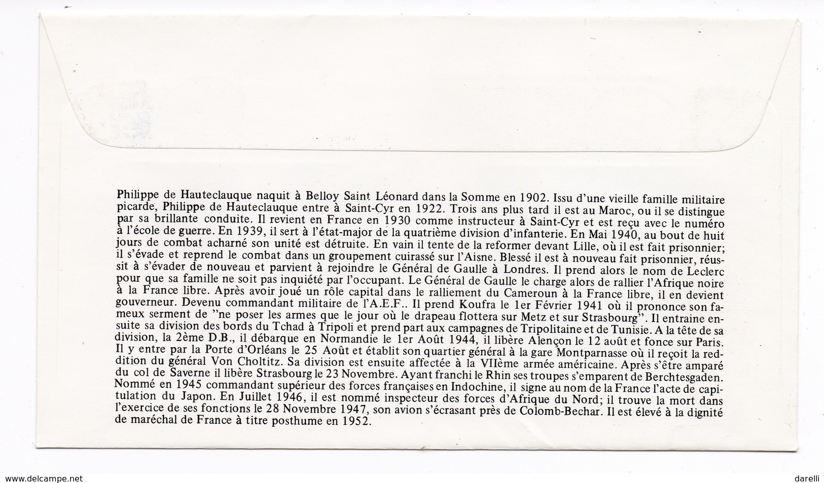 FDC France 1987 - Général Leclerc Maréchal De France - YT 2499 - Paris - 1980-1989