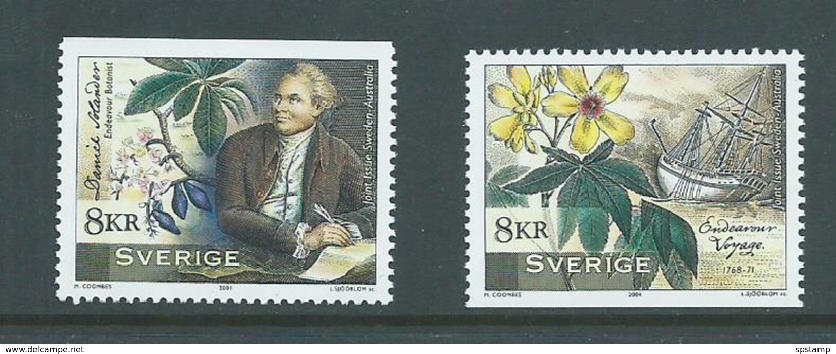 Sweden 2001 Australia Joint Issue Solander & Endeavour Voyage Set 2 MNH - Unused Stamps