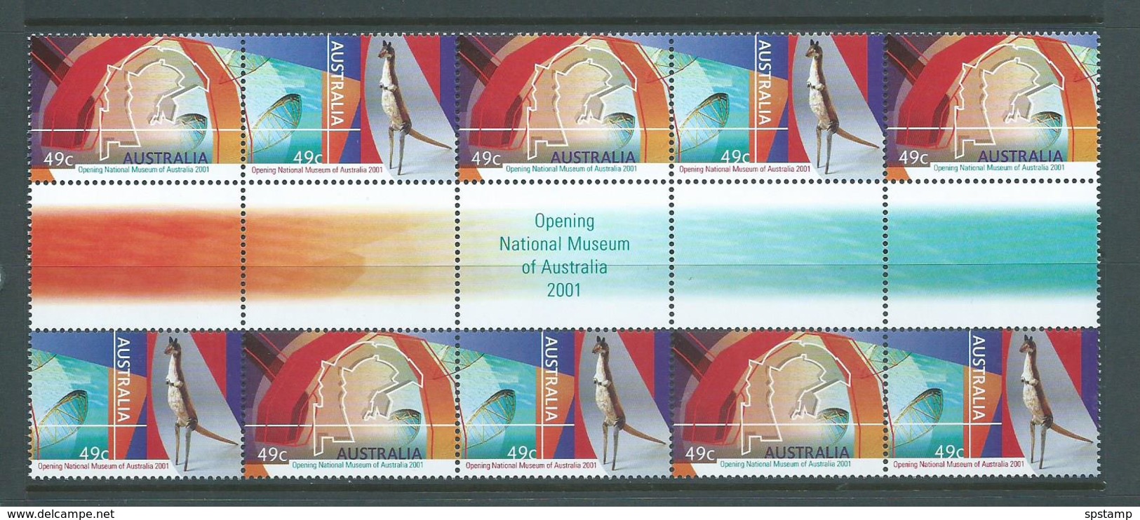 Australia 2001 National Museum Gutter Block Of 10 With Decorative Gutter MNH - Mint Stamps