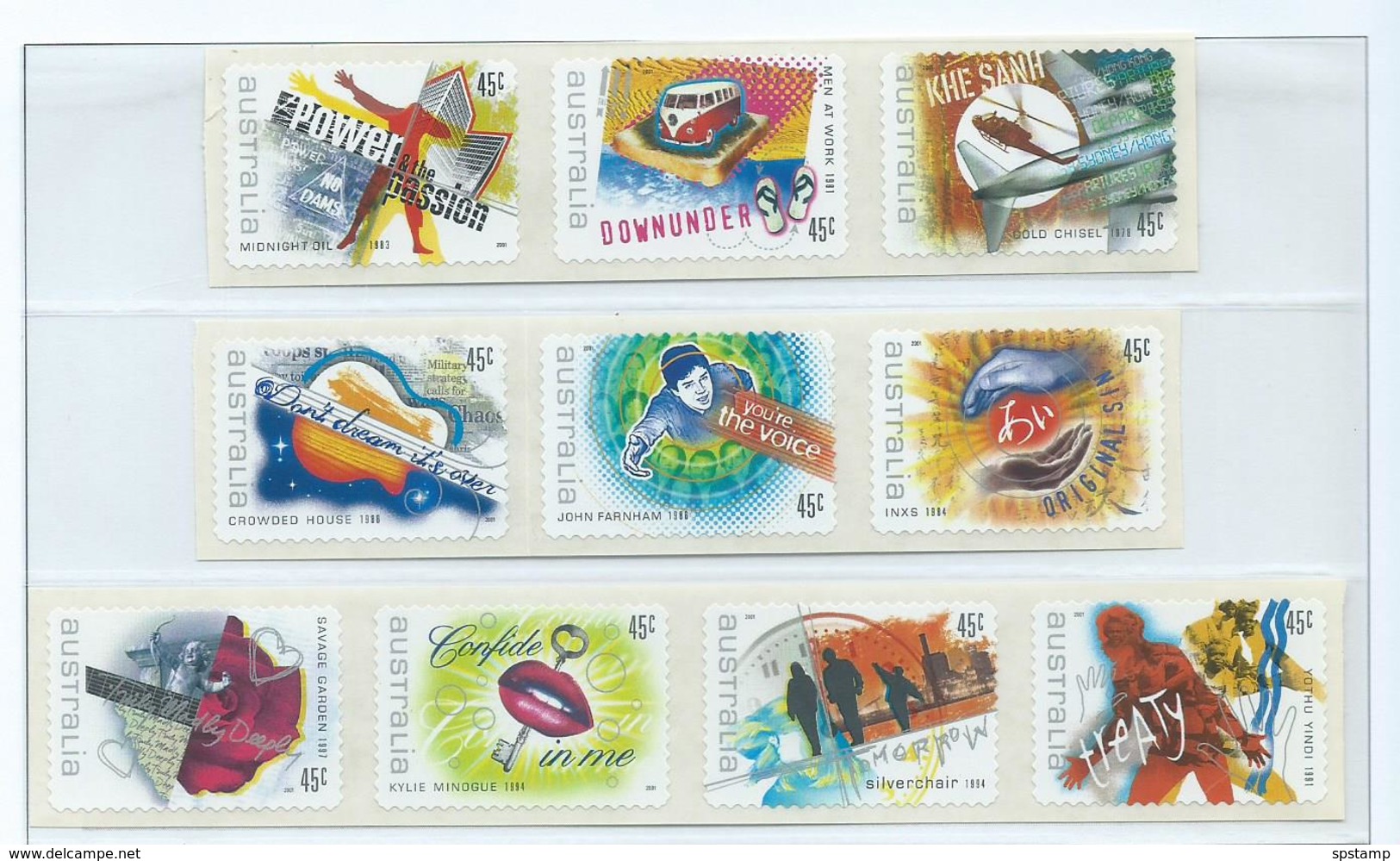 Australia 2001 Rock Music Peel & Stick Set Of 10 MNH - Mint Stamps
