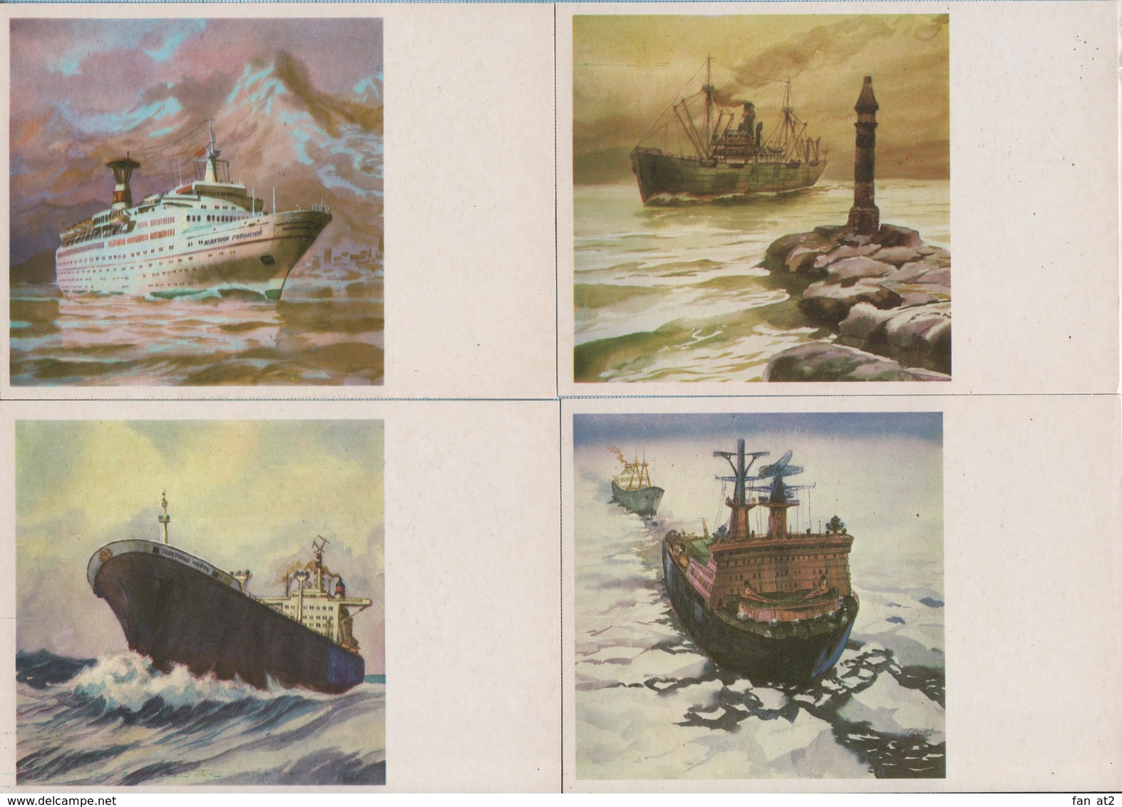 USSR /16 post cards / Soviet Union / RUSSIA / From the history of the domestic fleet . Ships. 1987.