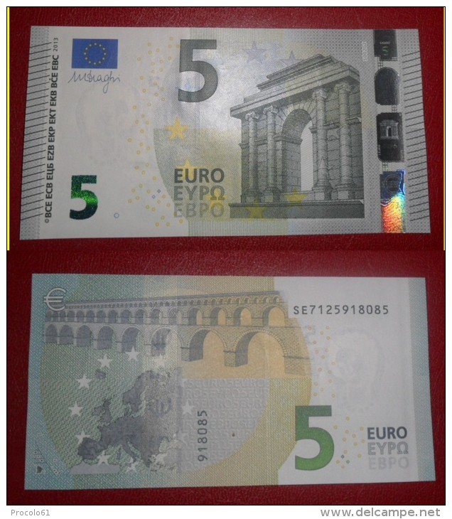 ITALIA ITALY 5 EURO 2013 DRAGHI SERIE SE 7125918085 S002G2 UNC FDS NEW BANKNOTE NUOVA BANCONOTA - 5 Euro