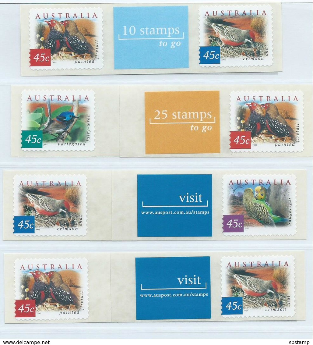 Australia 2001 Desert Birds Peel & Stick Set Of 4 Pairs With Labels MNH - Mint Stamps