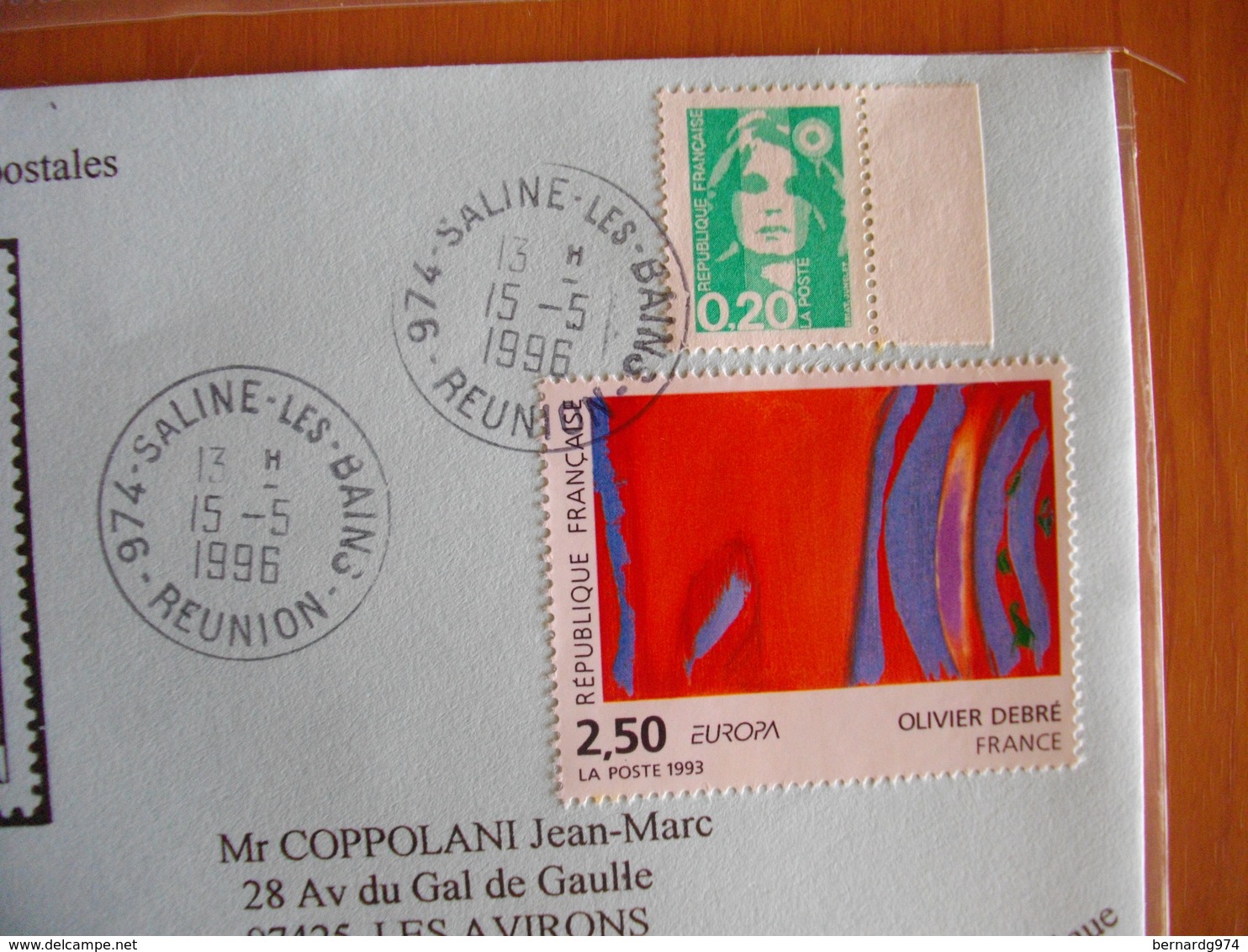 Réunion : Deux Lettres De 1996 Avec Cachets Manuels Des Trois Bassins Et De La Saline Les Bains - Altri & Non Classificati