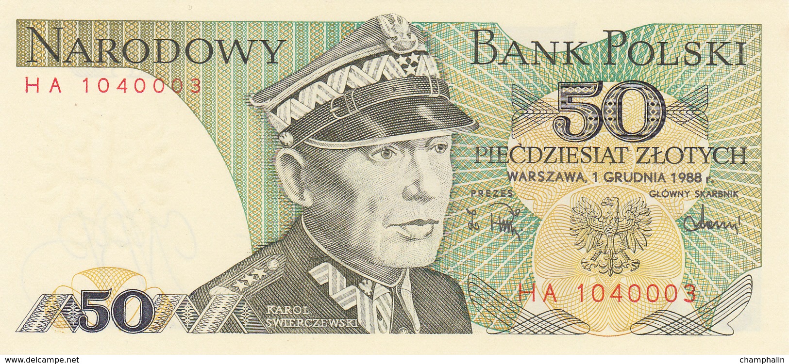 Pologne - Billet De 50 Zlotych - 1er Décembre 1988 - Karol Swierczewski - Neuf - Pologne