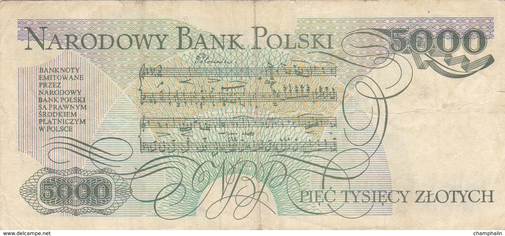 Pologne - Billet De 5000 Zlotych - 1er Juin 1982 - Fryderyk Chopin - Pologne