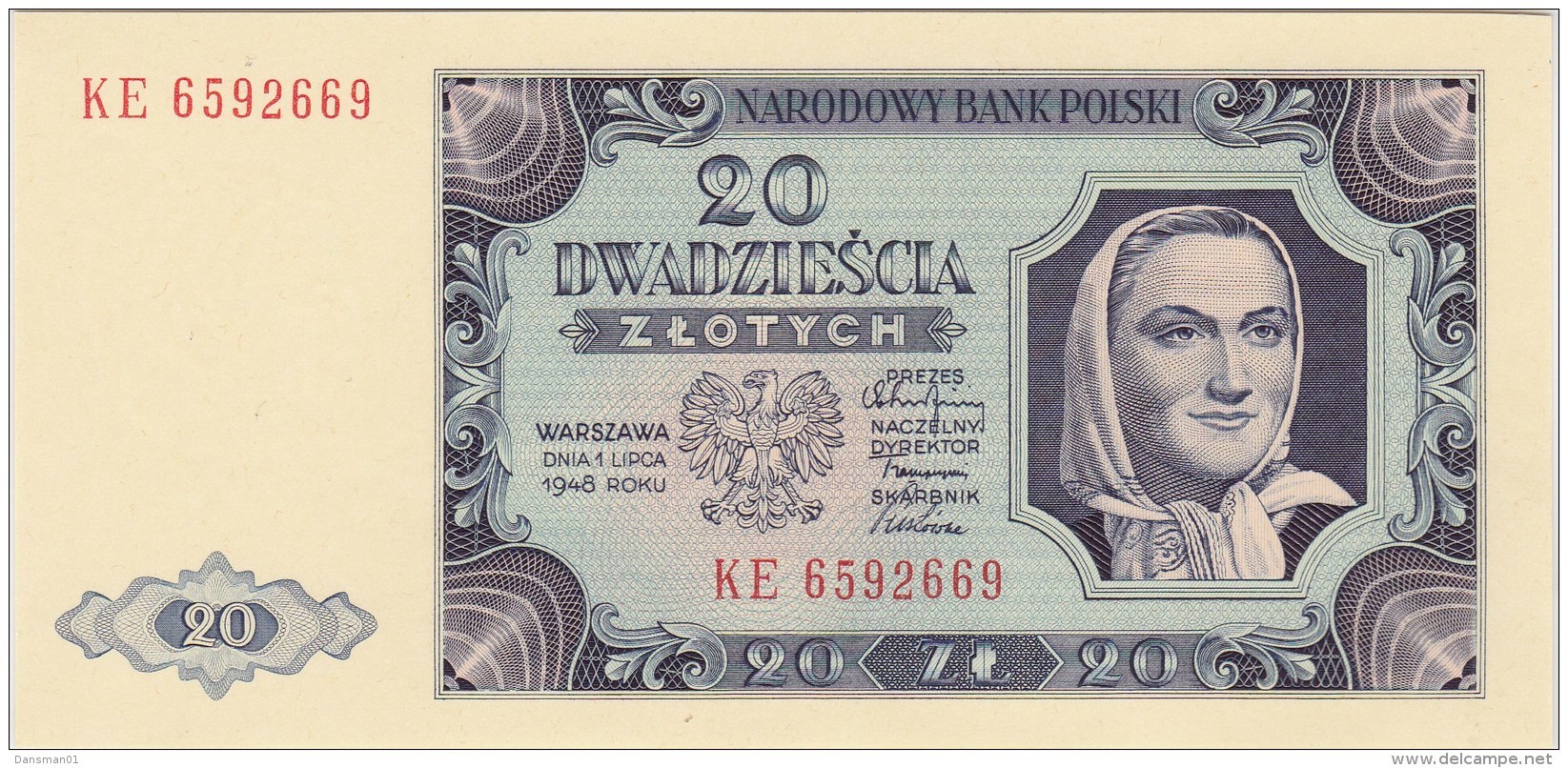 POLAND 1948 20 Zl KE 6592669 Uncirculated - Poland