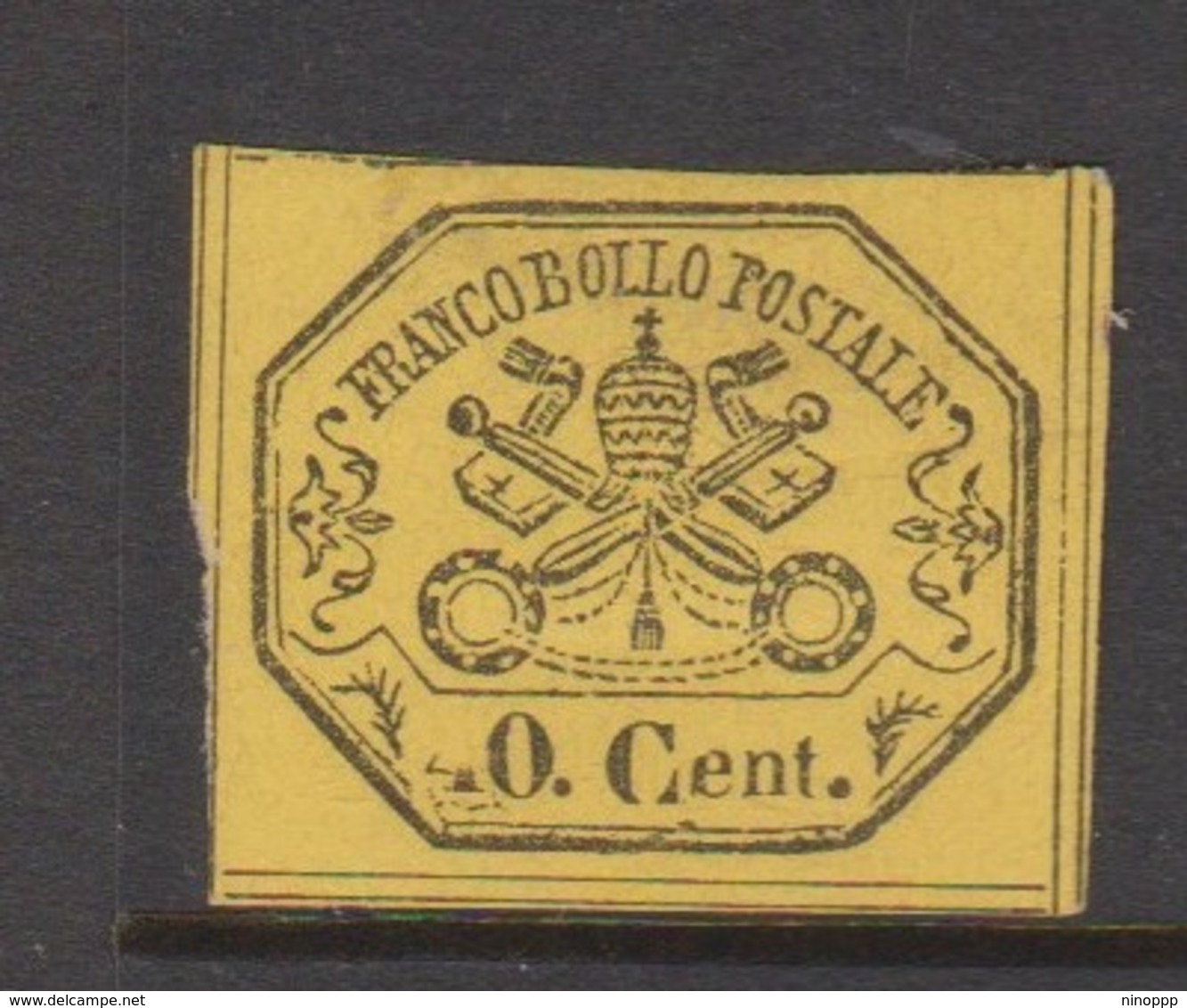 Roman States S 19 1867 Papal Arms 40c Yellow, Mint No Gum - Papal States