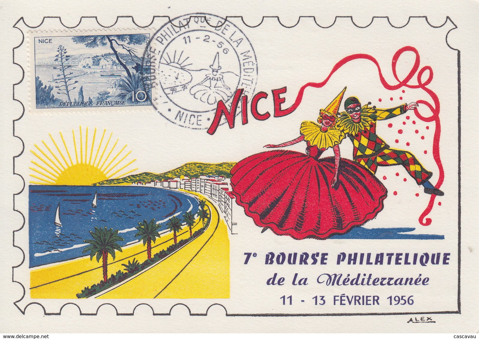 Carte   Maximum   FRANCE  7éme  Bourse  Philatélique  De  La   Méditerranée    NICE   1956 - Esposizioni Filateliche