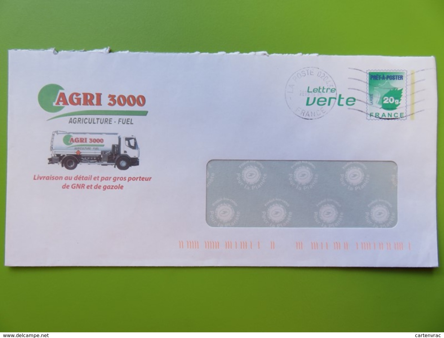 PAP - Entier Postal - Carte De France - Lettre Verte 20 G - Agri 3000 - Camion Citerne - Agriculture - Fuel - PAP : Altri (1995-...)