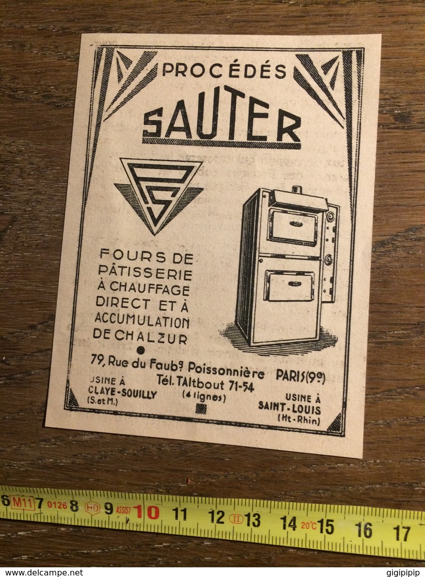 1945 PUBLICITE SAUTER PARIS USINE CLAYE SOUILLY SAINT LOUIS - Collections