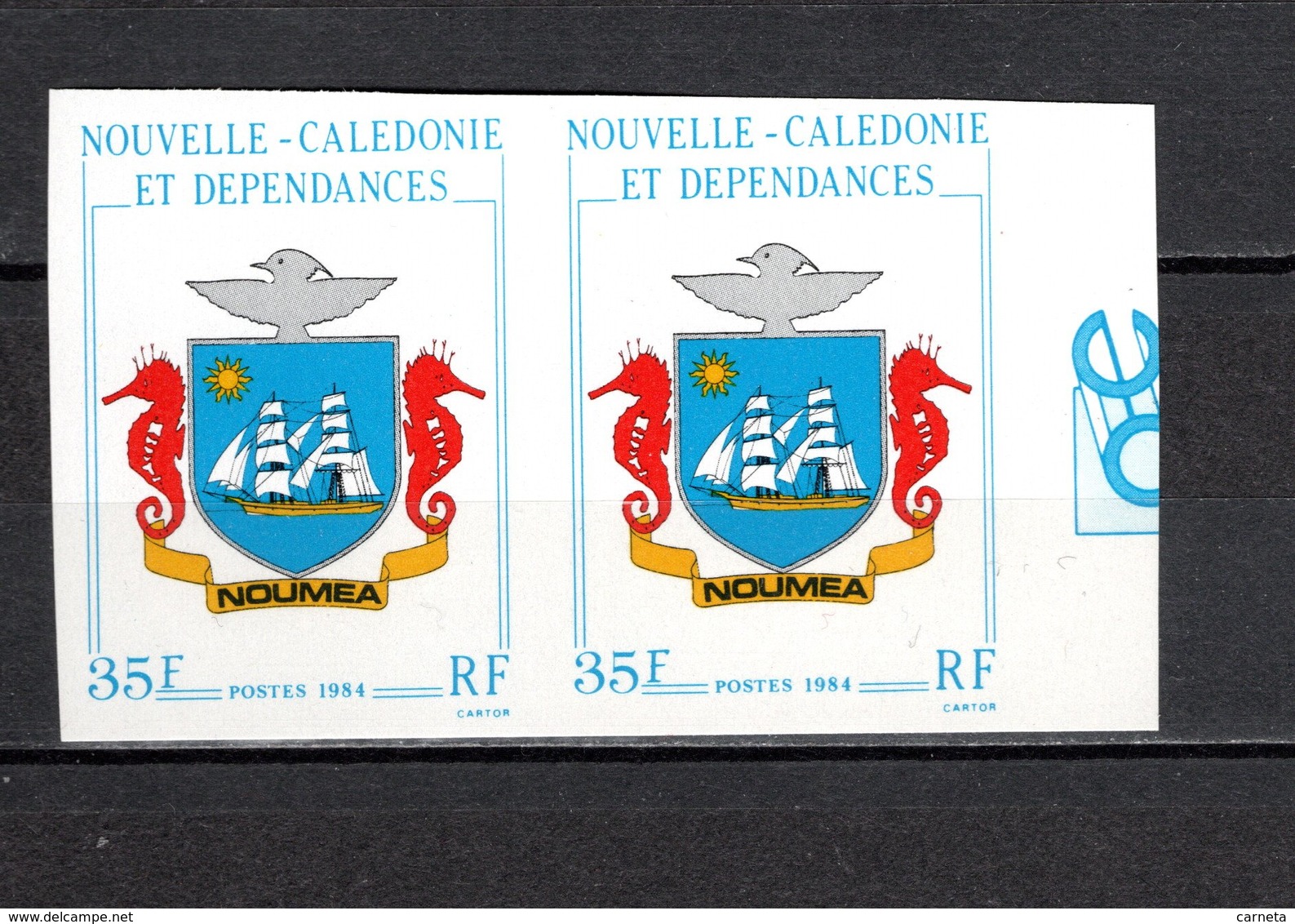 Nlle CALEDONIE N° 486   NON DENTELE EN PAIRE  NEUF SANS CHARNIERE  COTE 24.00€  ARMOIRIE  BLASON - Sin Dentar, Pruebas De Impresión Y Variedades