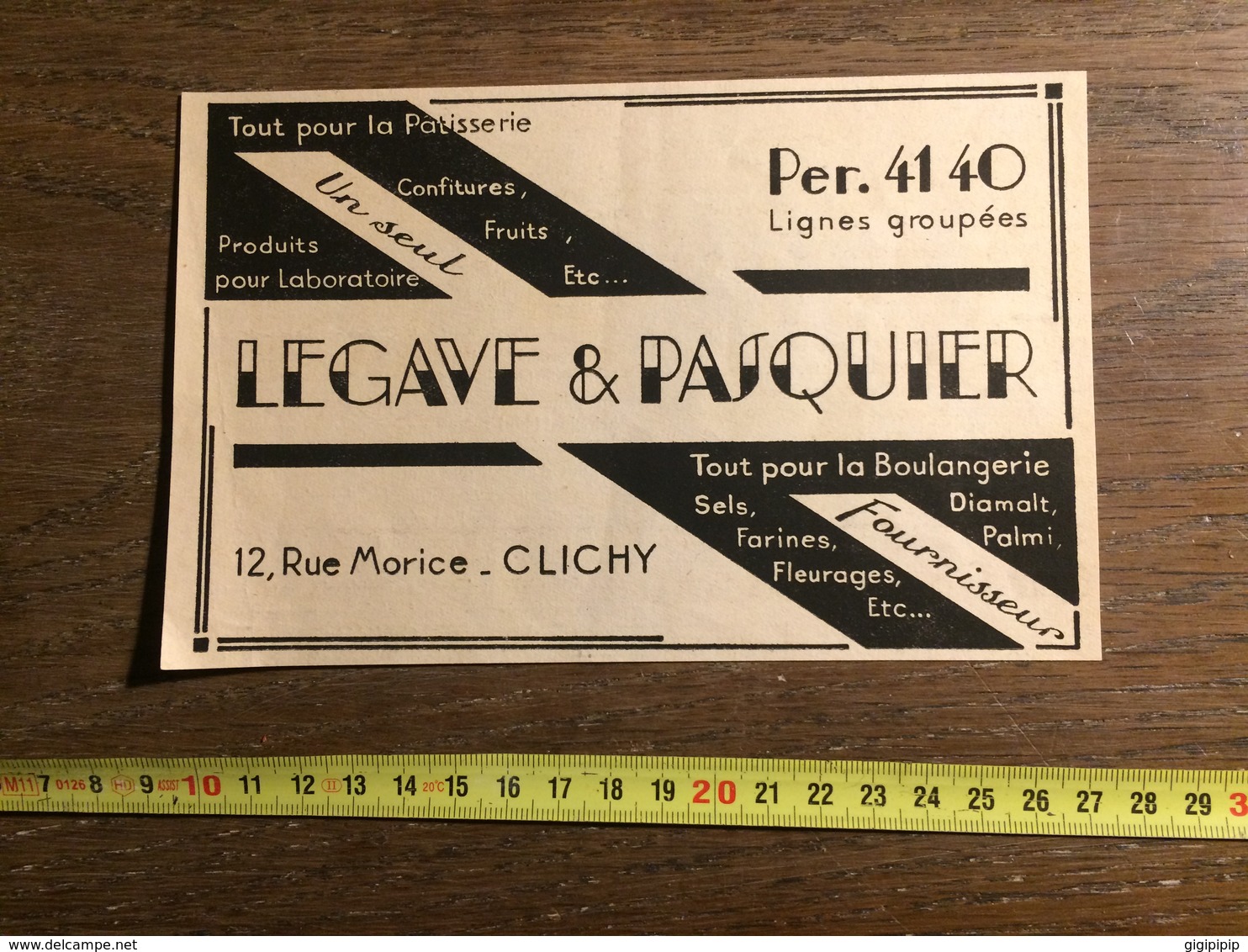 1945 PUBLICITE PATISSERIE LEGAVE & PASQUIER CLICHY - Collections