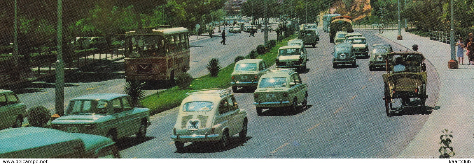 Palma De Mallorca: FIAT-SEAT 600, 850, 1500 RENAULT 8, AUTOBUS/COACH, CITROËN 2CV AZU - Paseo Maritimo -  (Espana/Spain) - Toerisme