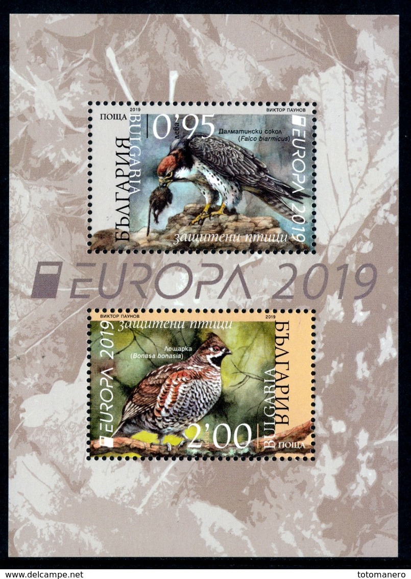 BULGARIA/Bulgarien EUROPA 2019 "National Birds" Set 2v+Label And Minisheet** - 2019