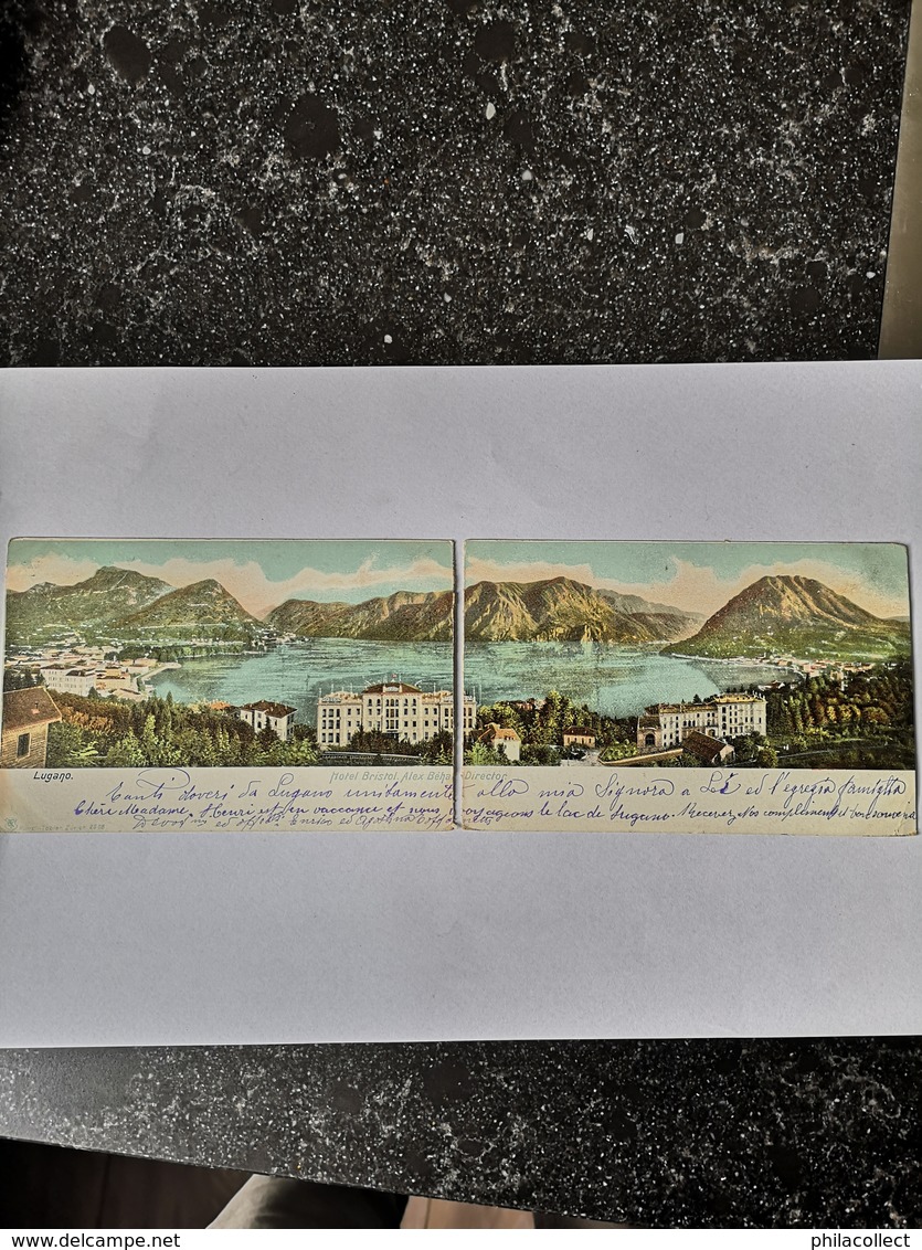 Suisse (TI)  Lugano // Separated Double Card //. Hotel Bristol - Alex Beha Director 1904 Rare - Lugano