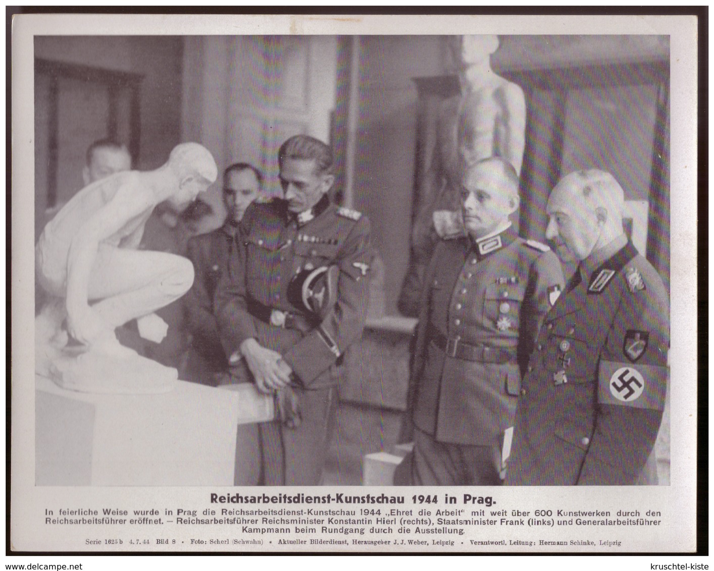 Dt- Reich (007887) Propagandasammelbild, Bilderdienst Weber Leipzig, Reichsarbeitsdienst- Kunstschau 1944 In Prag - Briefe U. Dokumente