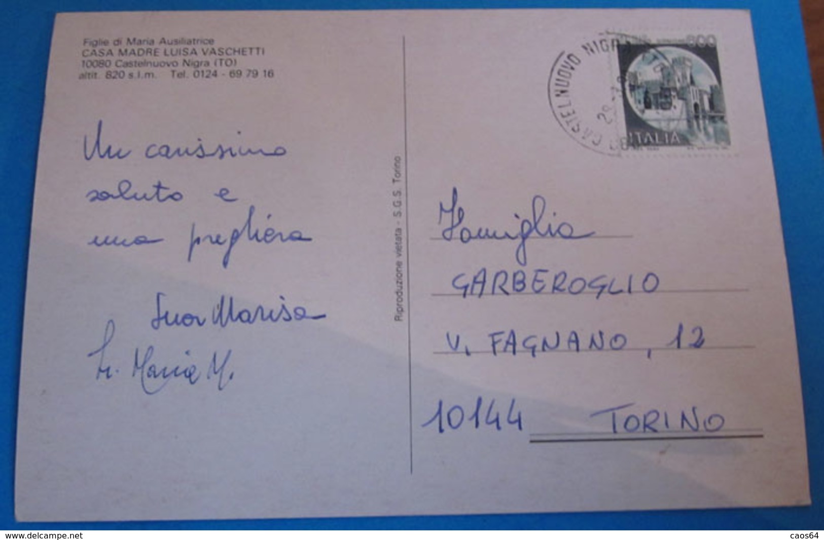 Castelnuovo Nigra Casa Madre Luisa Vaschetti Cartolina 1990 - Altri & Non Classificati