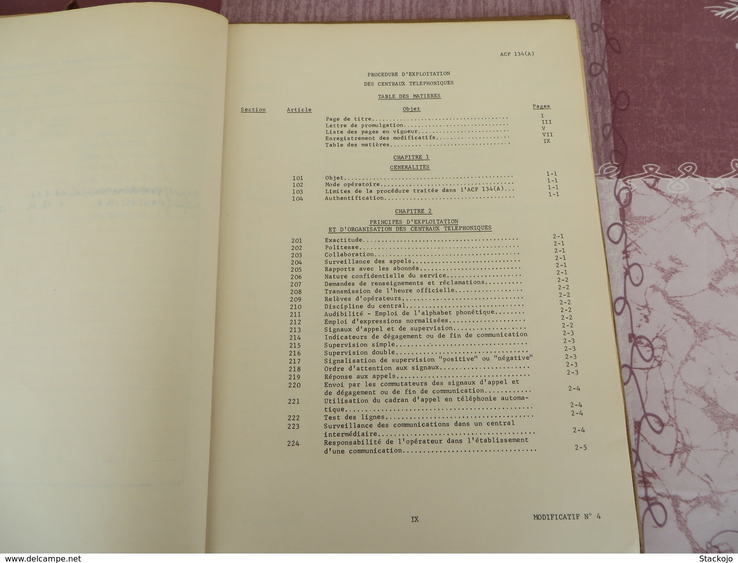 Instructions Transmissions - Procédure D'exploitation Des Centraux Téléphoniques - ACP 13 (A) - 78/05 - Other & Unclassified