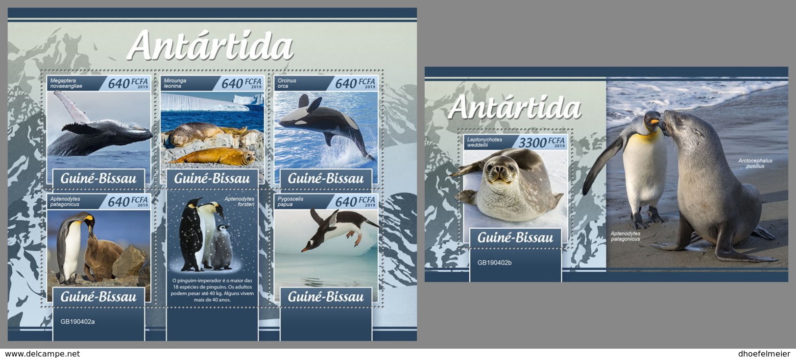 GUINEA BISSAU 2019 MNH Antarctica Animals Antarktis Tiere Animaux Antarctiques M/S+S/S - OFFICIAL ISSUE - DH1920 - Faune Antarctique