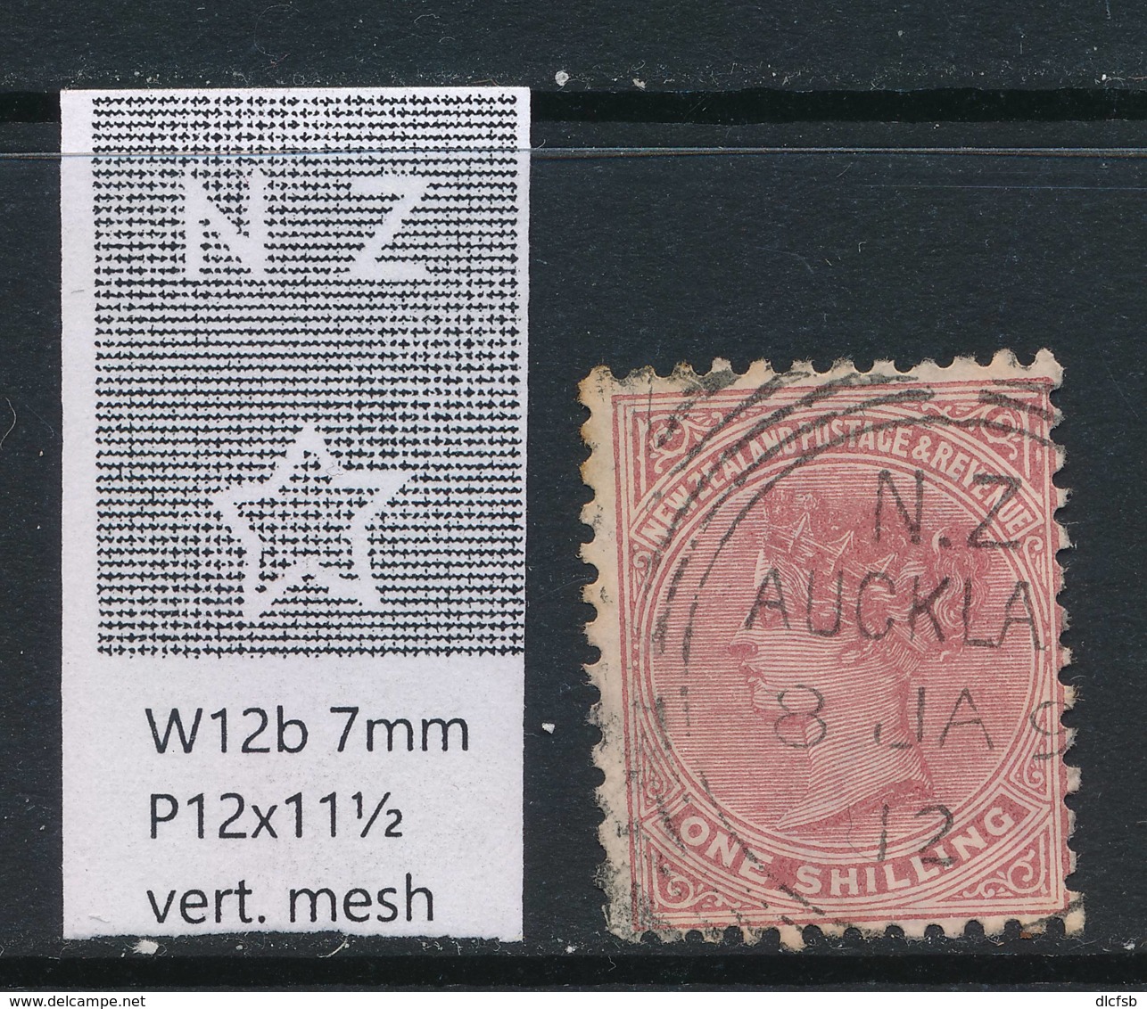 NEW ZEALAND, 1888 1/- Wmk 6b P12x11½ Fine Used - Oblitérés