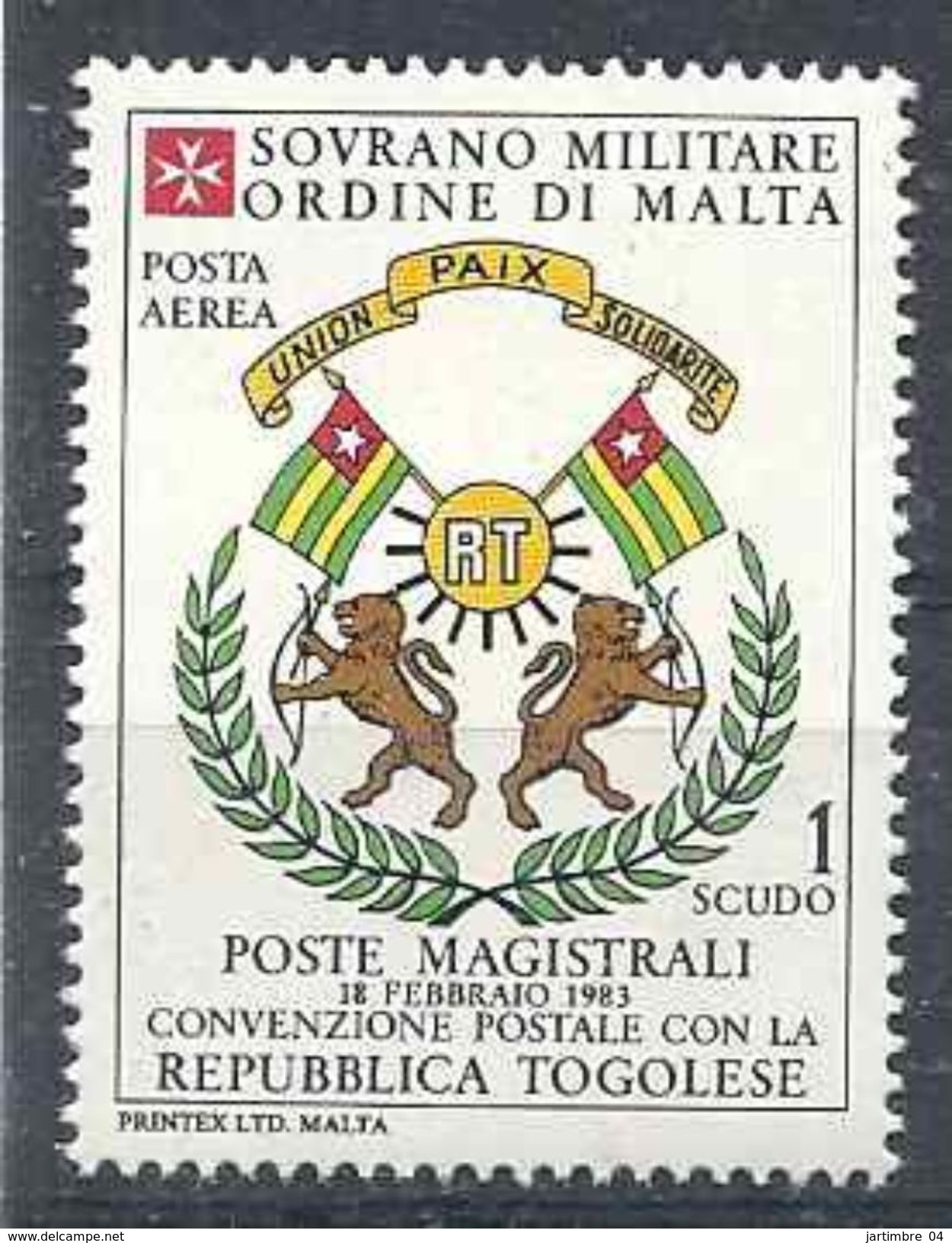 1983 ORDRE MALTE PA 4 ** Armoirie Togo, Issu De Paire - Sovrano Militare Ordine Di Malta