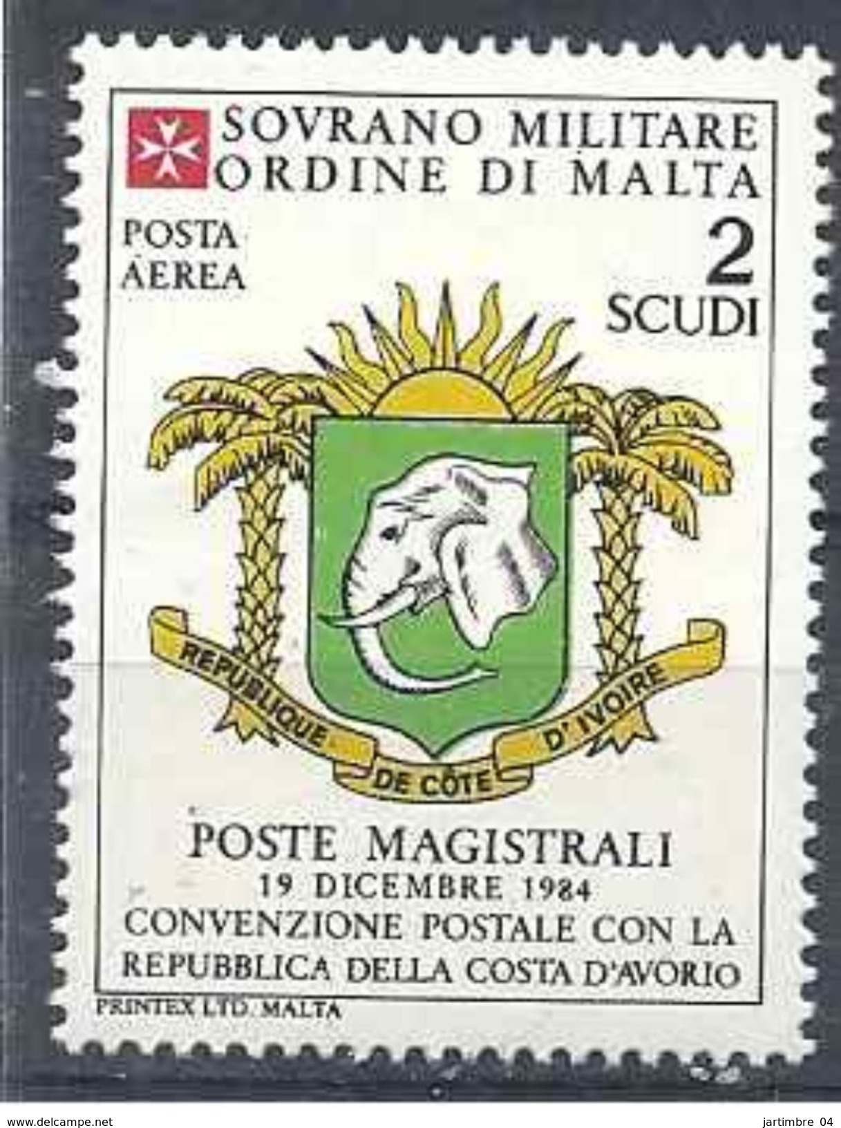 1984 ORDRE MALTE PA 16 ** Armoirie Côte D'Ivoire , éléphant - Sovrano Militare Ordine Di Malta