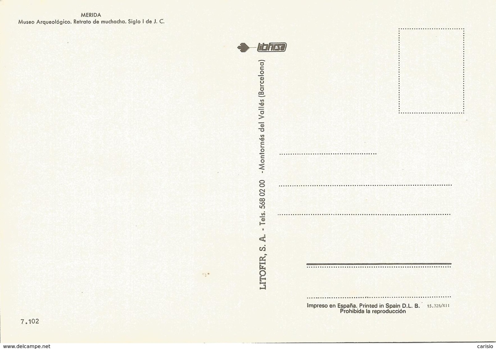 MÉRIDA TARJETA POSTAL “LA GITANA”. ED. LITOFIR S.A. - Mérida