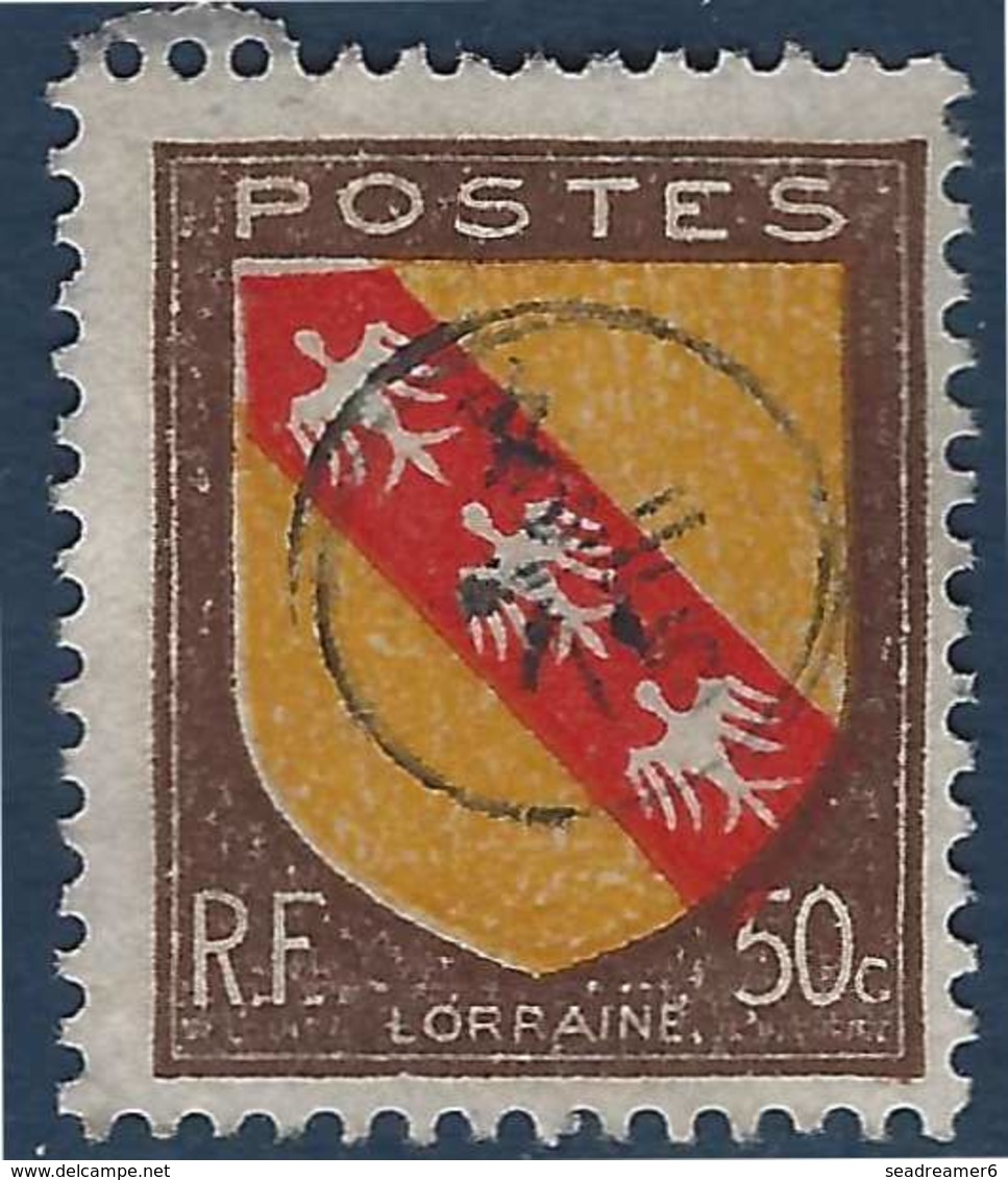 France N°757 50c Blason Lorraine Oblitéré Du Cachet De Facteur X/16 RRR Sur Moderne !! - 1941-66 Coat Of Arms And Heraldry