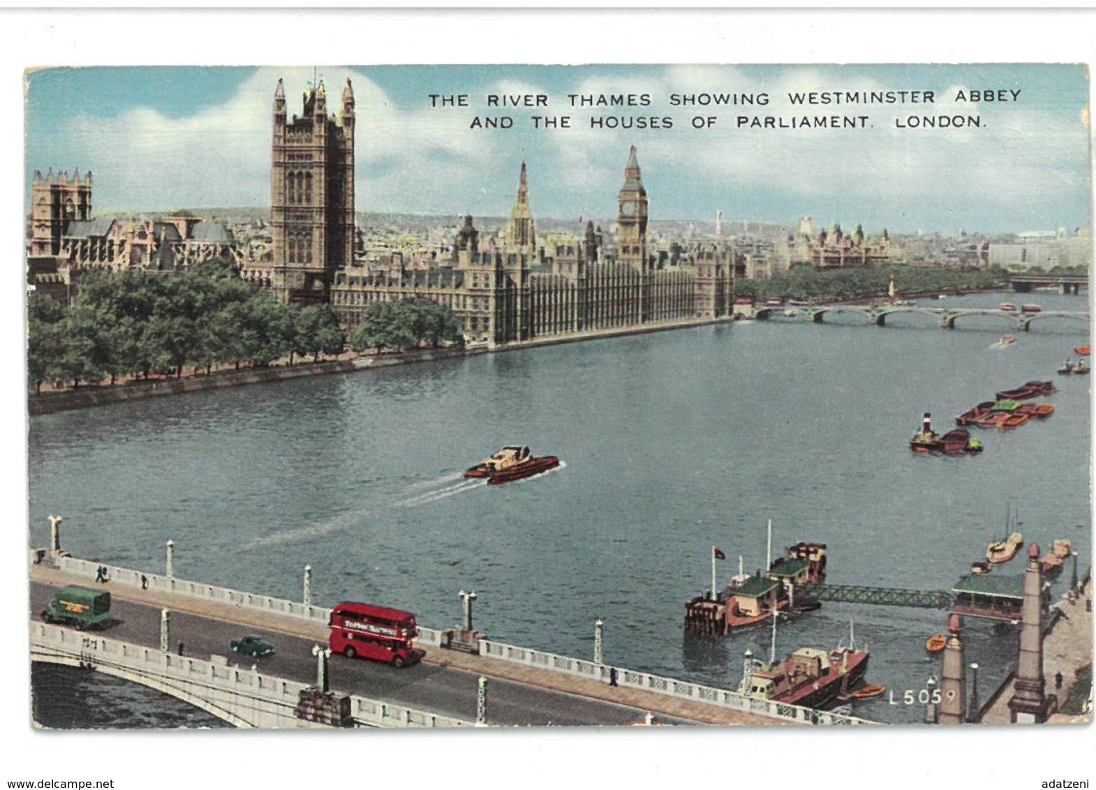 Inghilterra England London The River Thames Showing Westminster Abbey And The Houses Of Parliament Viaggiata 1958 Condiz - River Thames