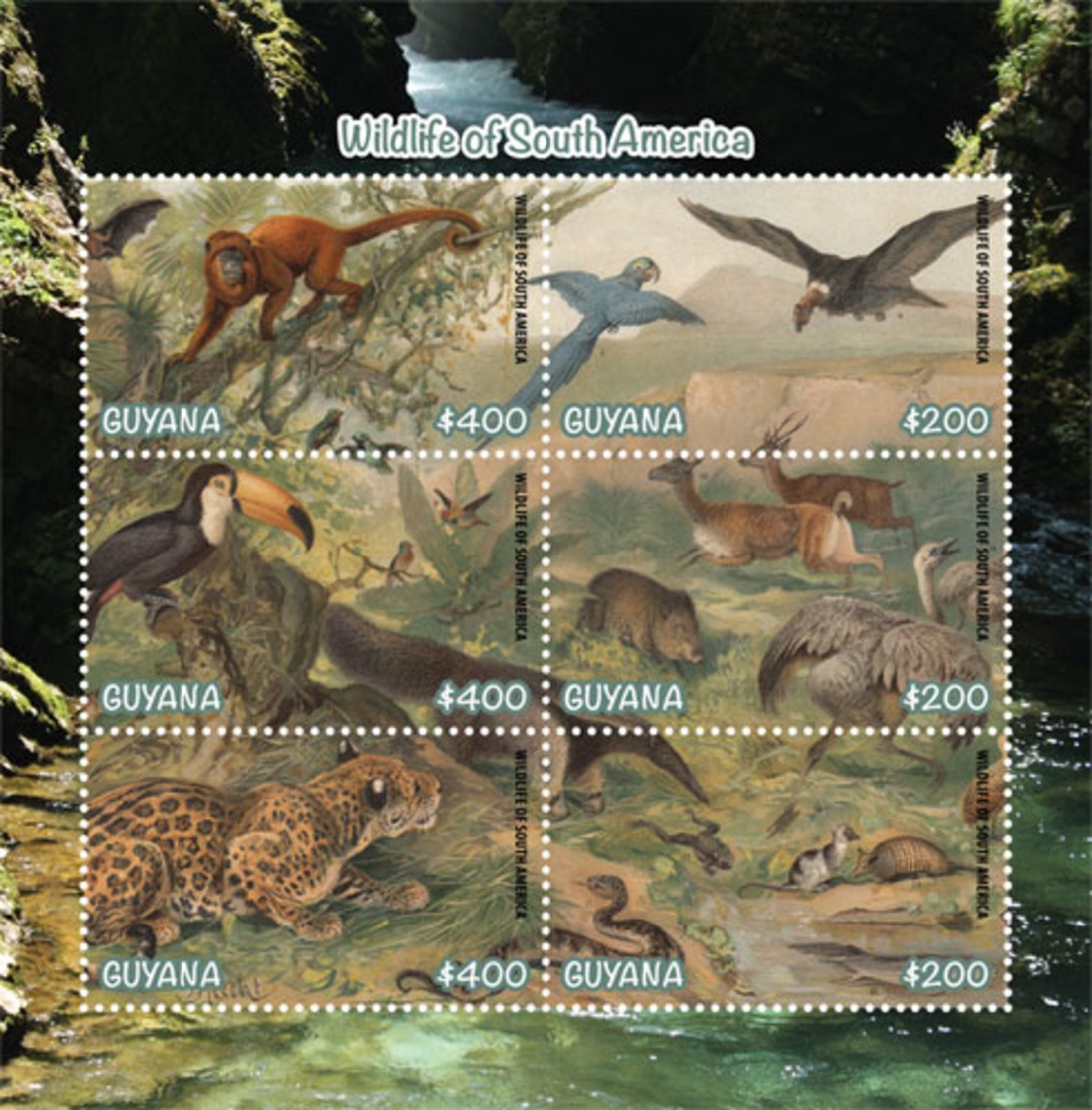 Guyana 2019 WILDLIFE OF SOUTH AMERICA SHEETLET (ss/6v),MNH - Guyana (1966-...)