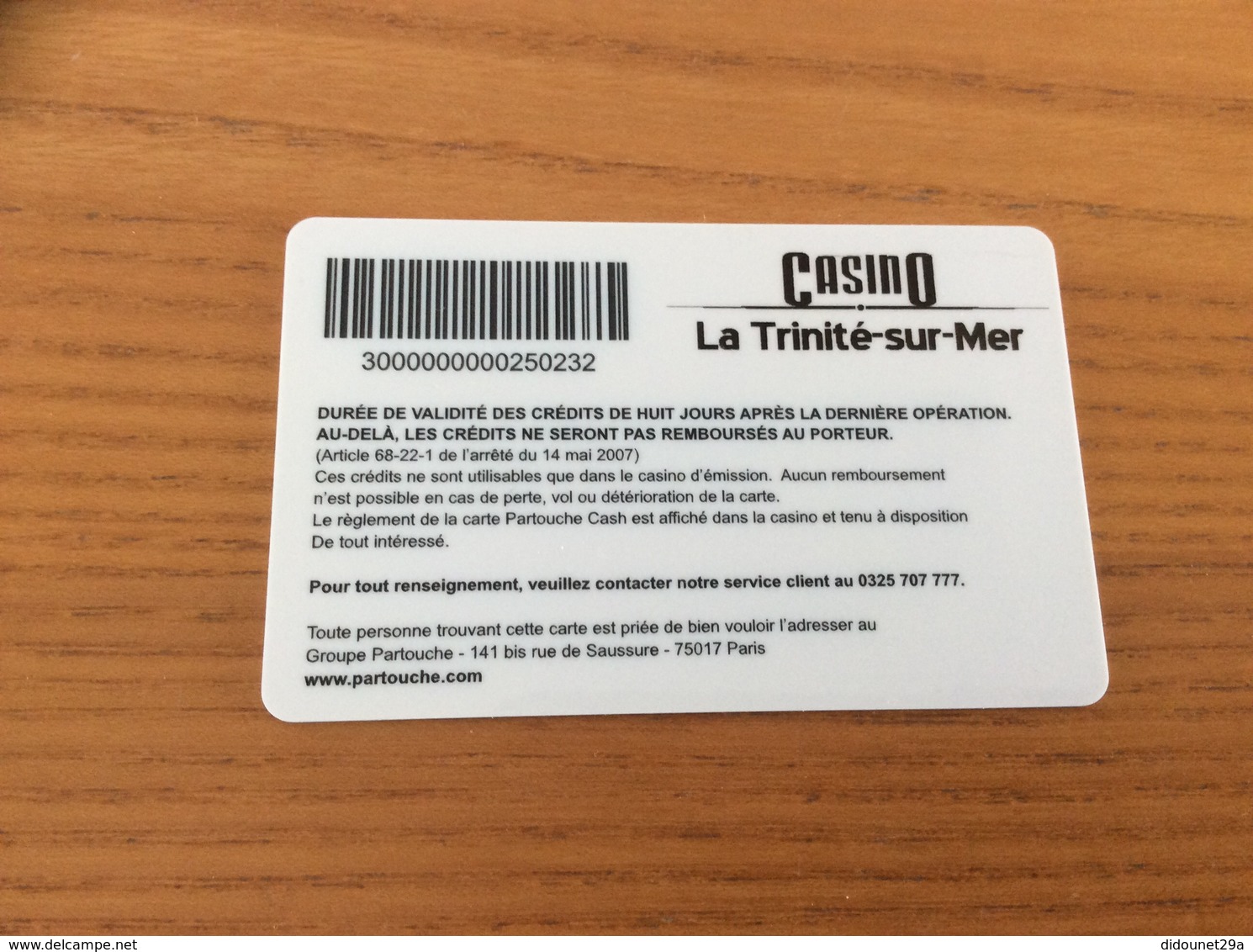 Carte à Puce * "PARTOUCHE CASH / CASINO La Trinité-sur-Mer (56)" - Cartes De Casino