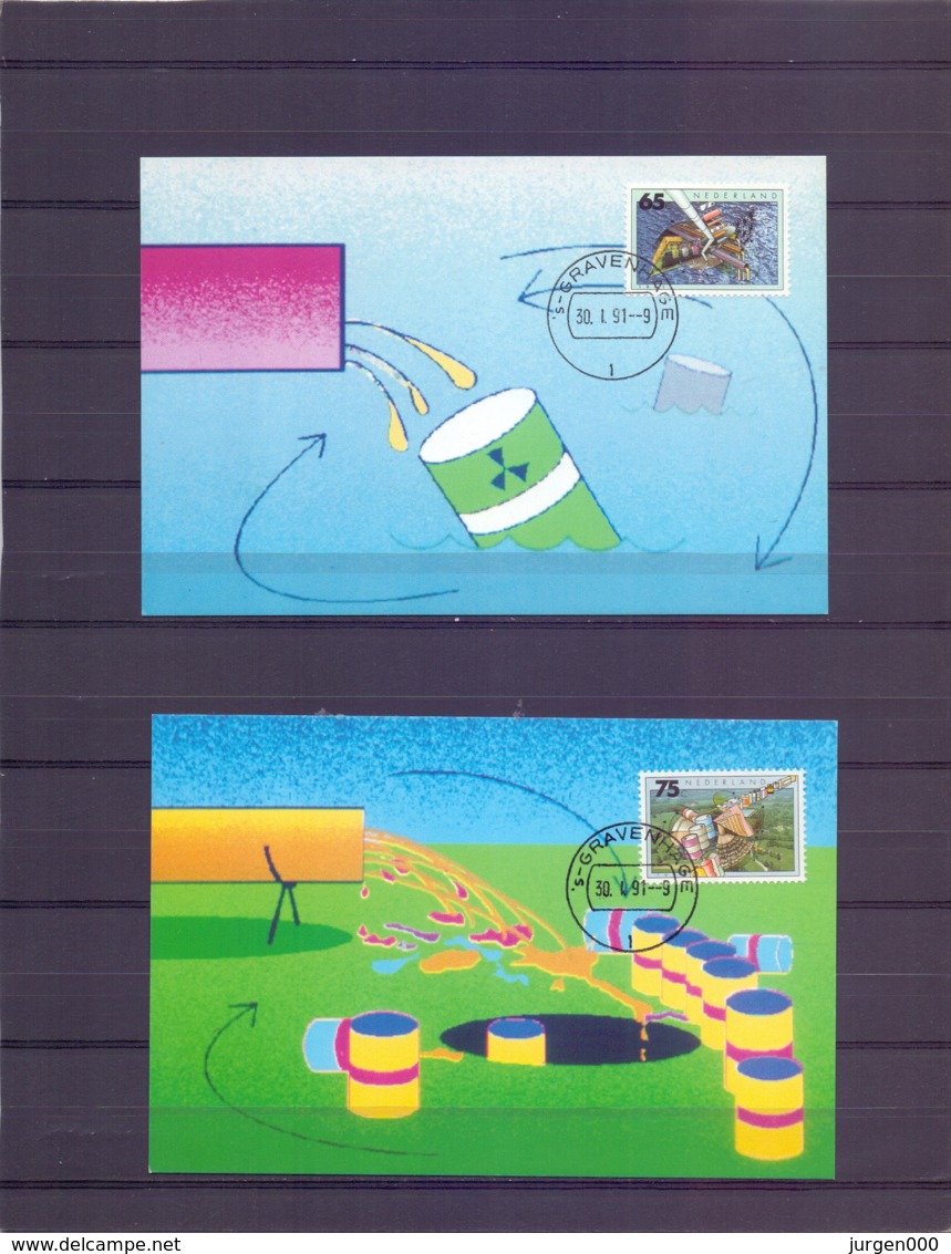 Nederland - Maximumkaarten - Michel 1396/98 - 's Gravenhage 30/1/91  (RM14590) - Protection De L'environnement & Climat