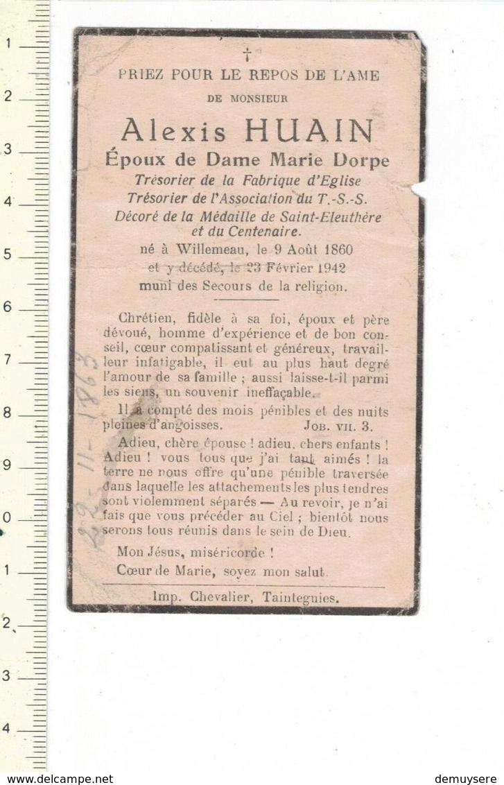 DP 7611 - ALEXIS HUAIN - WILLEMEAU 1860 + 1942 - Devotion Images