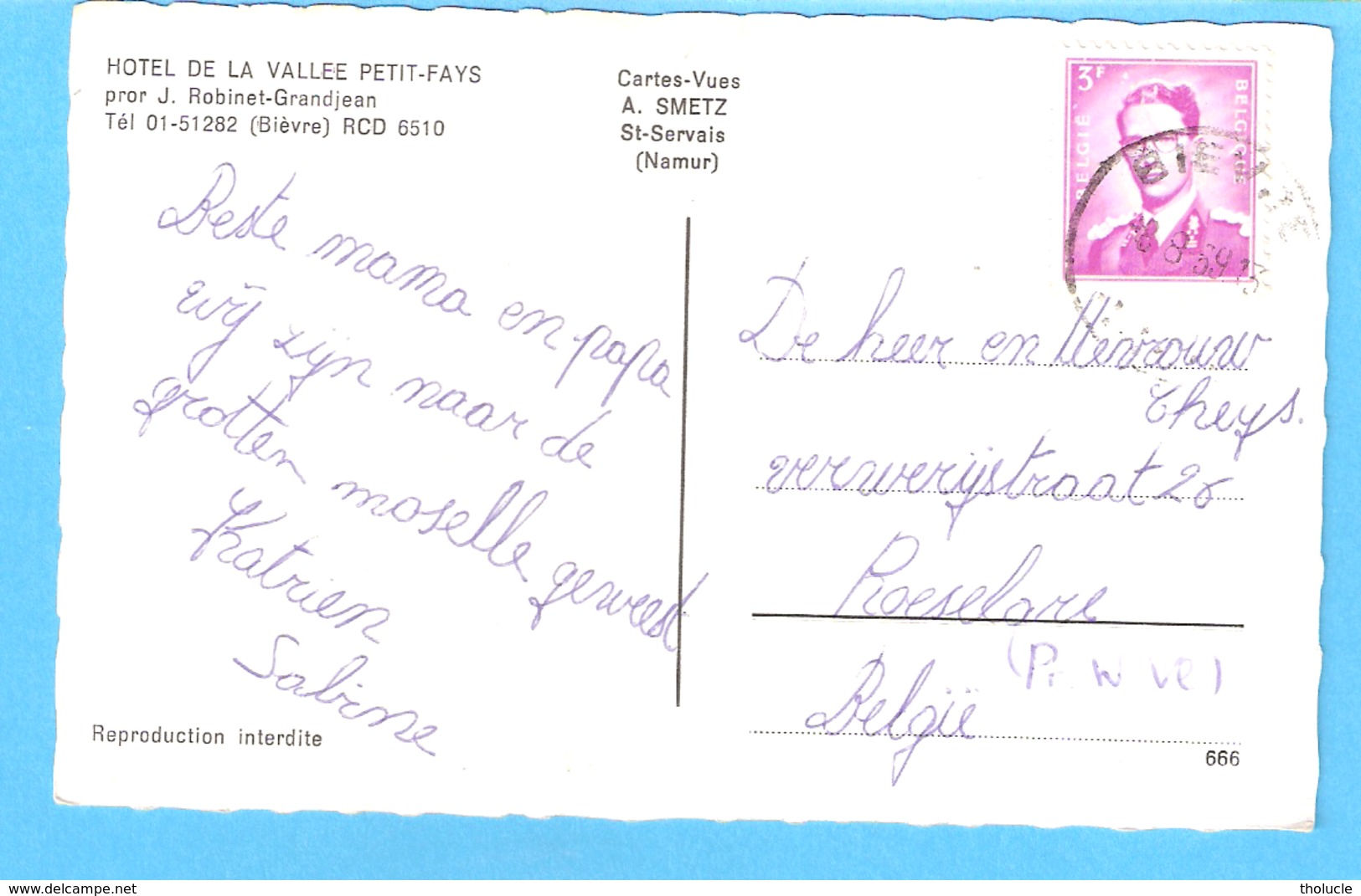 Petit-Fays (Bièvre)-écrite En 1959-L'église-Un Coin Du Village-Hôtel De La Vallée-J.Robinet-Grandjean-Edit.A.Smetz-Namur - Bièvre
