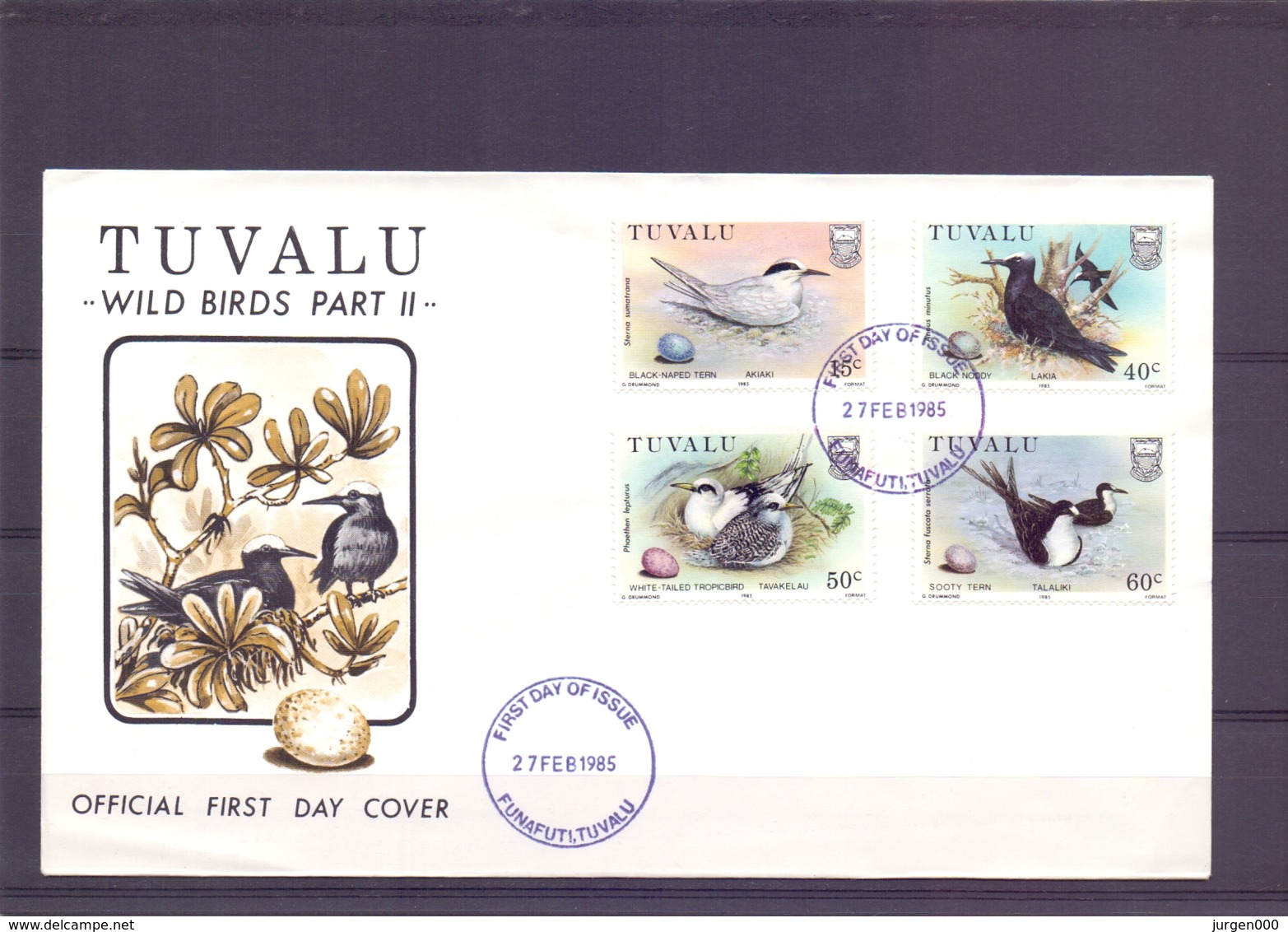 Tuvalu - Wild Birds - FDC - Funafuti 27/2/1985   (RM13902) - Andere & Zonder Classificatie