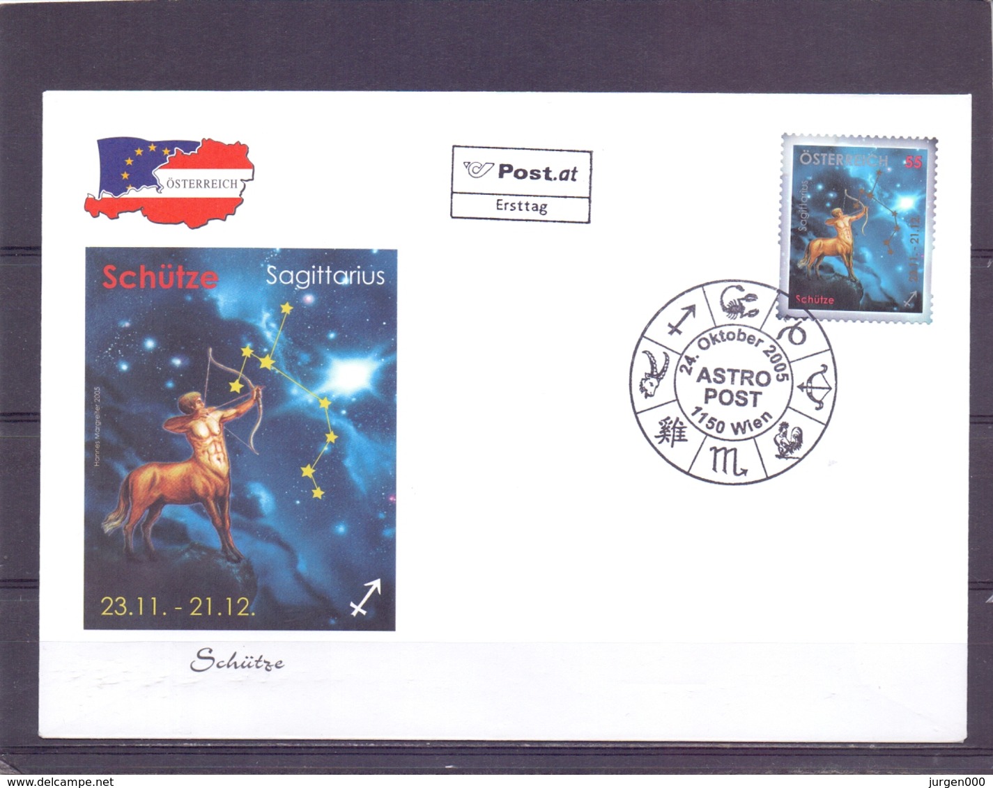 Rep. Österreich - Ersttag - Astro Post Sagittarius - Michel 2552  - Wien 24/10/2005  (RM14114) - Astrologie