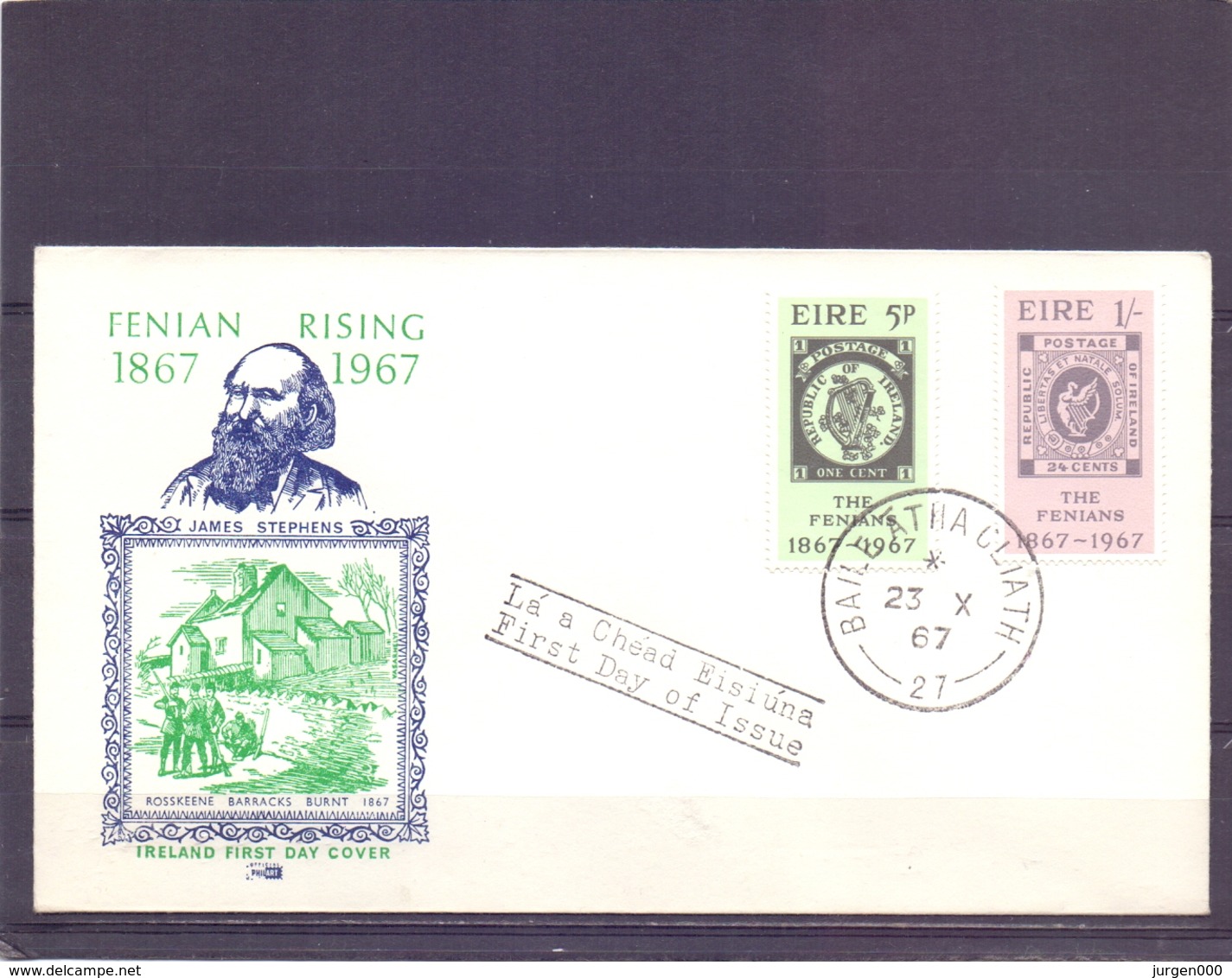 Eire - FDC - Fenian Rising - Baile Atha Cliath 23/10/67   (RM14205) - Postzegels Op Postzegels