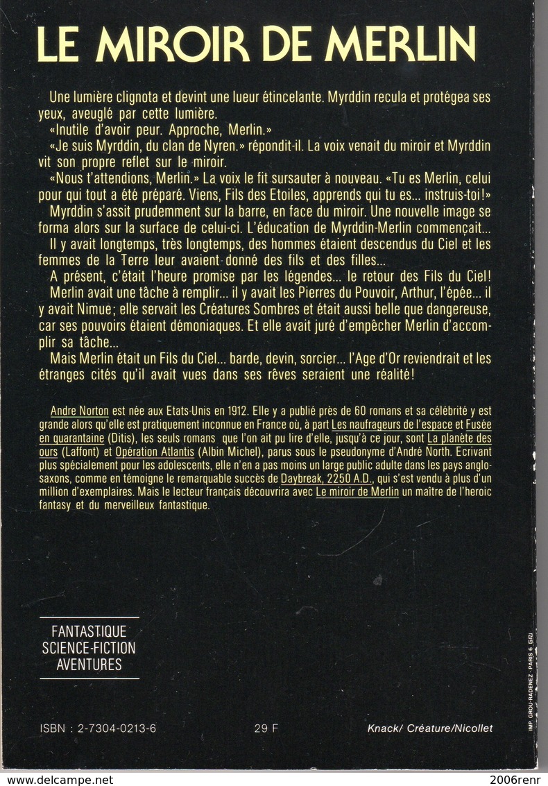 LE MIROIR DE MERLIN De ANDRE NORTON NEO N° 81 Tirage Limité. Voir Description Et Scans - Fantasy