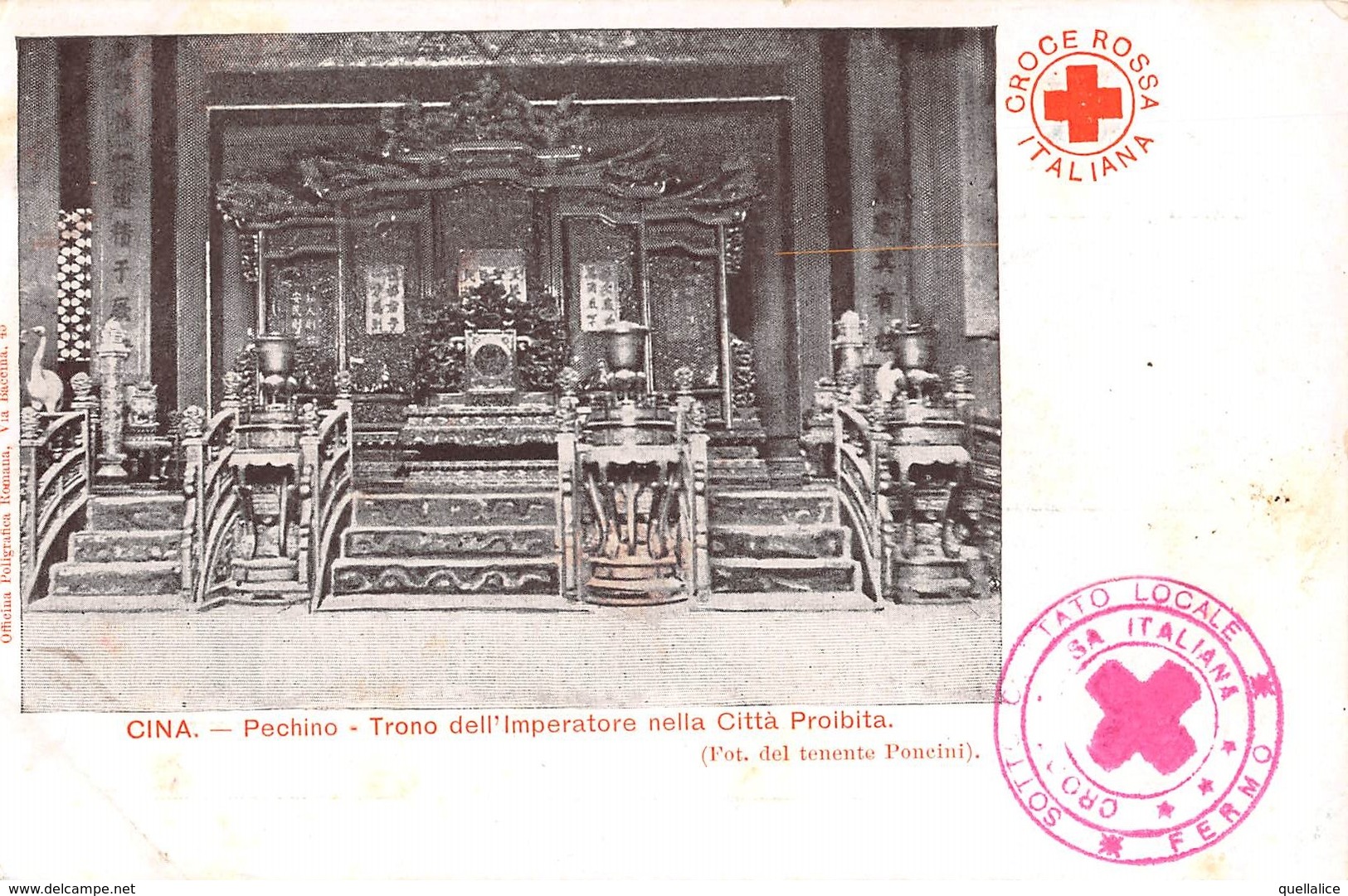 1179 "CINA - PECHINO - TRONO DELL'IMPERATORE NELLA CITTA' PROIBITA - CROCE ROSSA - FOTO TEN. PONCINI"  CART  NON SPED - China