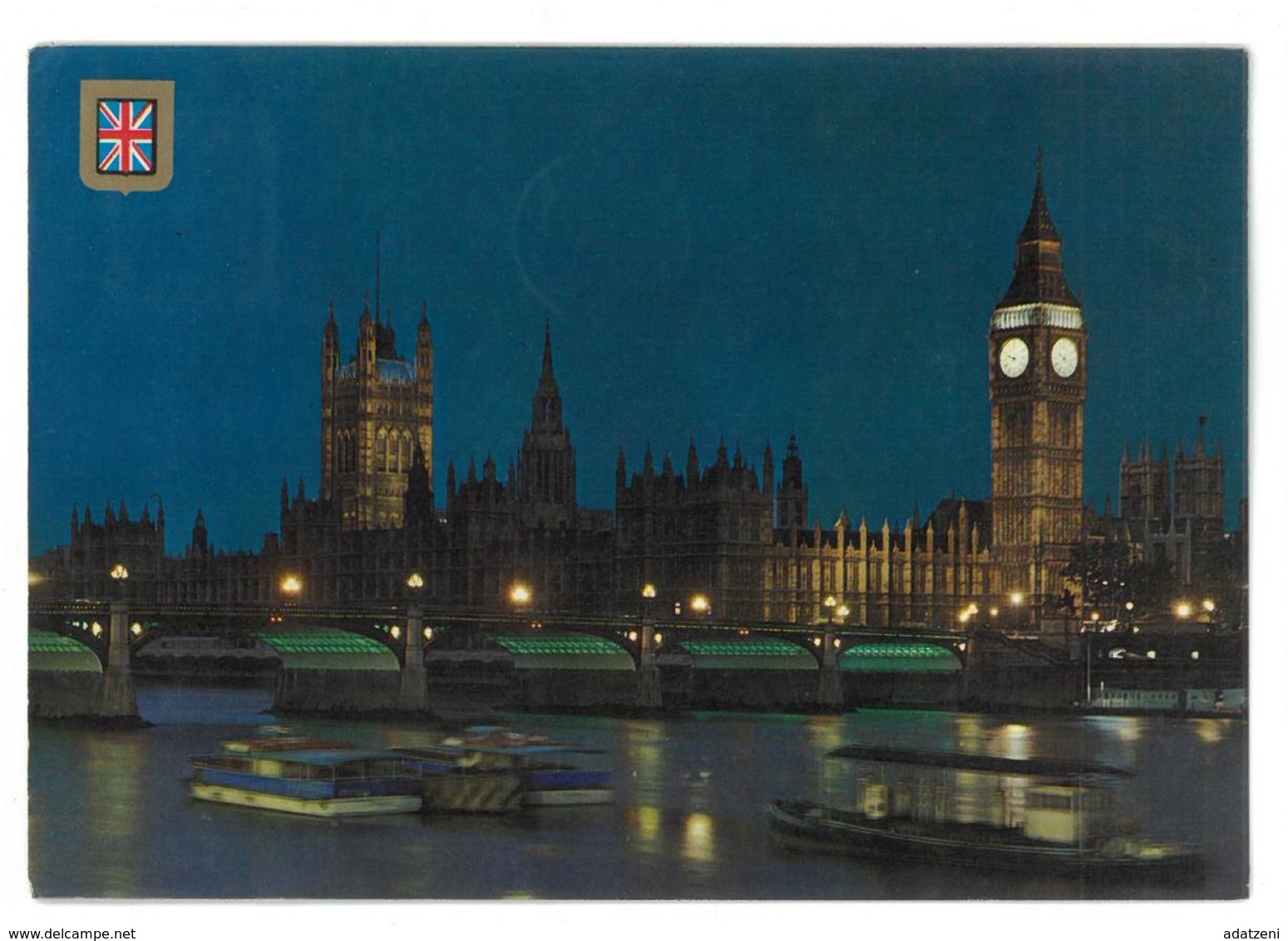 Inghilterra England London Big Ben, Houses Of Parliament And River Thames By Night Viaggiata 1984 Condizioni Come Da Sca - River Thames