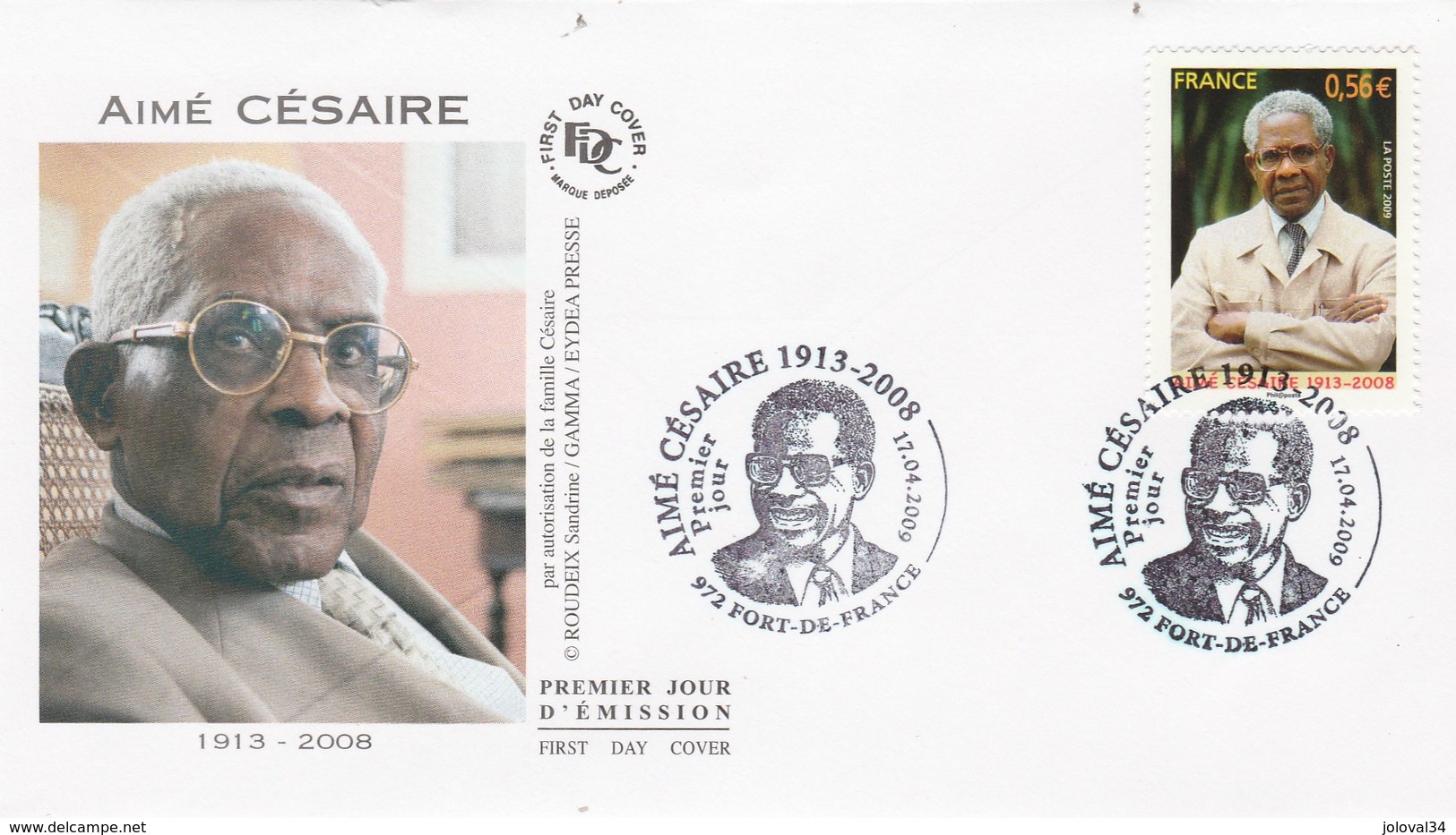 France FDC 2009 Yvert  4352 Aimé Césaire Poète - Politique Littérature - 2000-2009