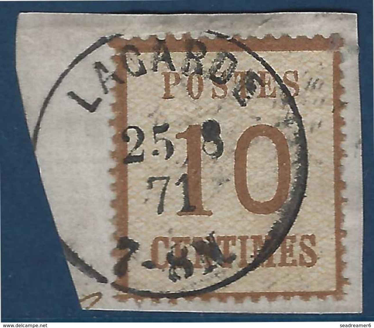 FRANCE Fragment Alsace Lorraine N°5b 10c Burelage Renversé Dateur Allemand De Lagarde Superbe - Altri & Non Classificati